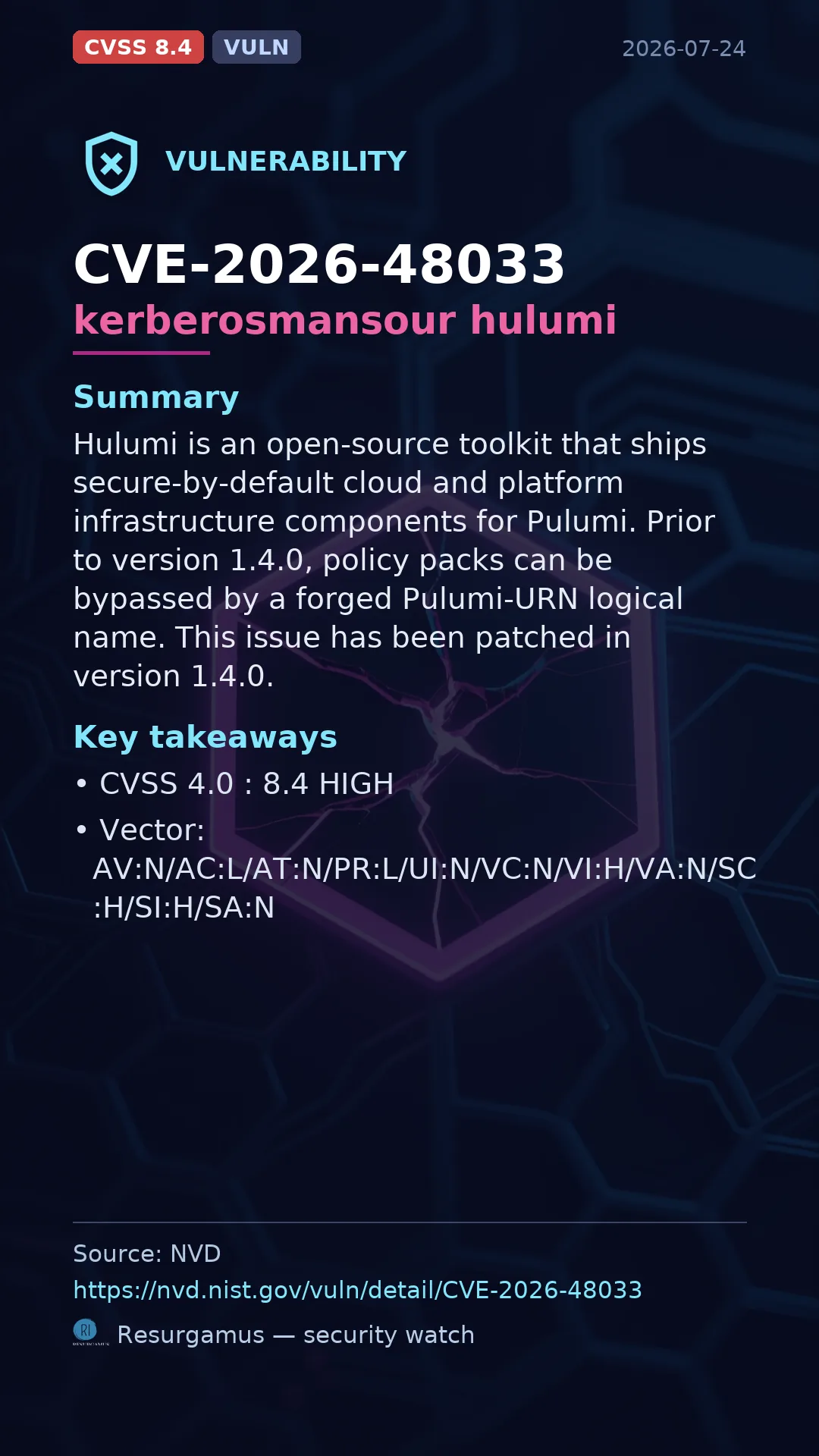 CVE-2026-48033 - kerberosmansour hulumi vulnerability