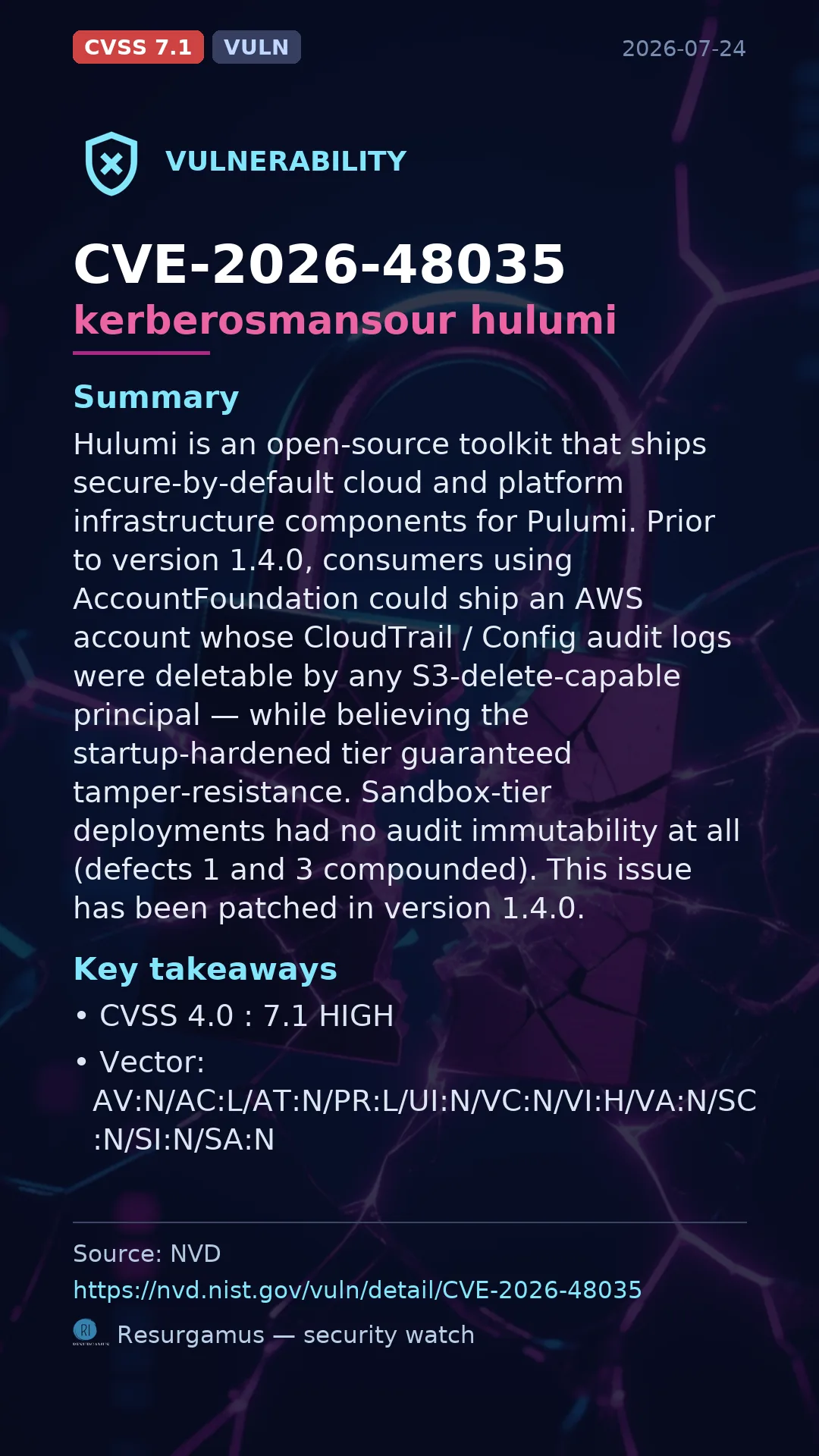 CVE-2026-48035 - kerberosmansour hulumi vulnerability