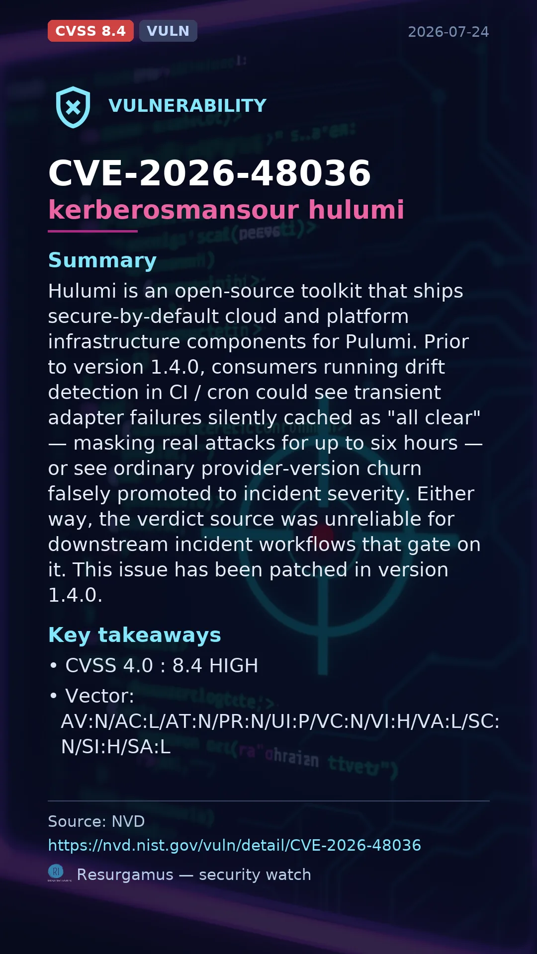 CVE-2026-48036 - kerberosmansour hulumi vulnerability