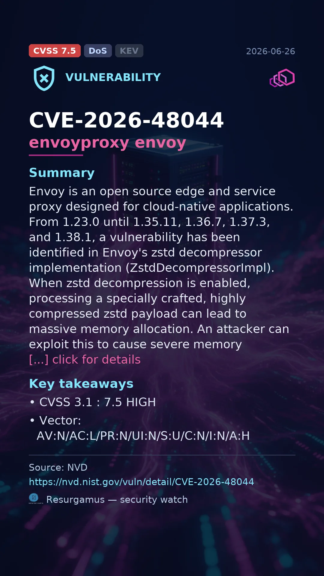 CVE-2026-48044 envoyproxy envoy Vulnerability