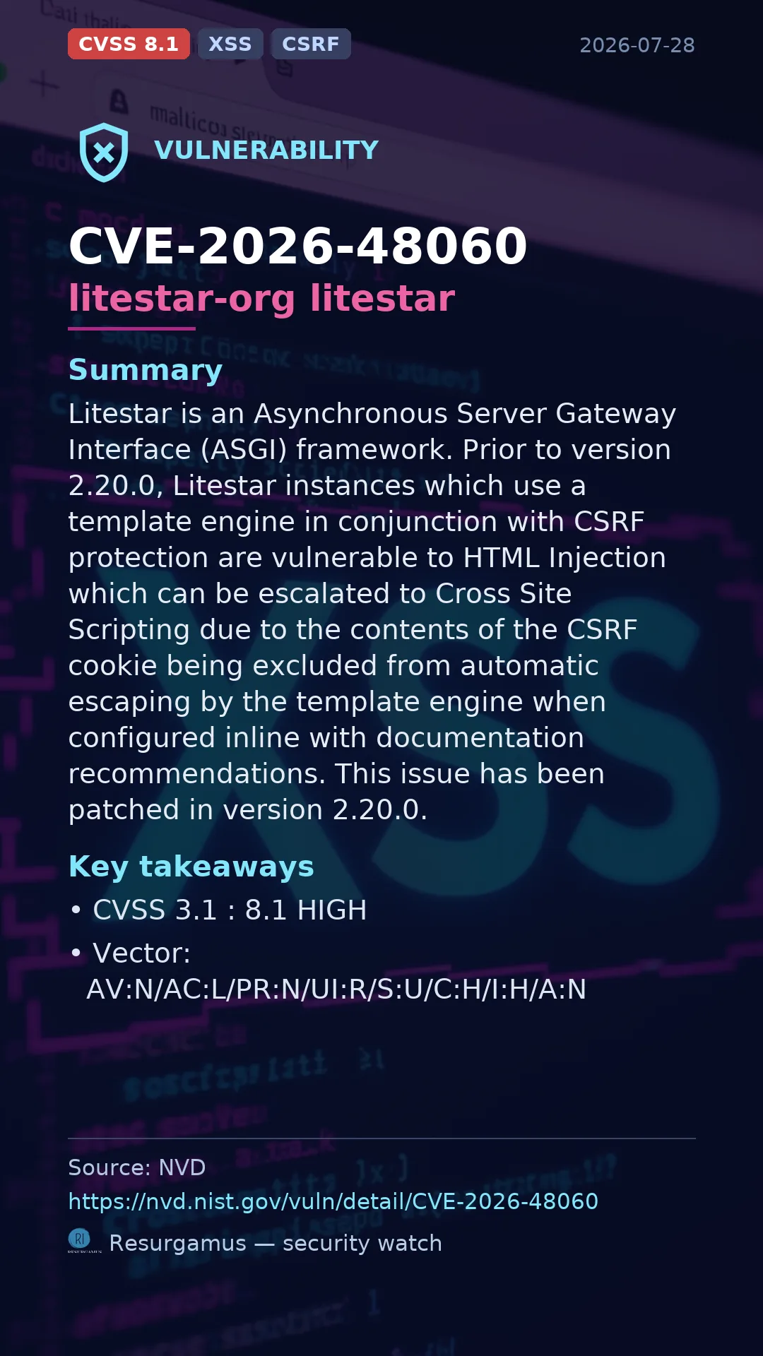 CVE-2026-48060 litestar-org litestar Vulnerability