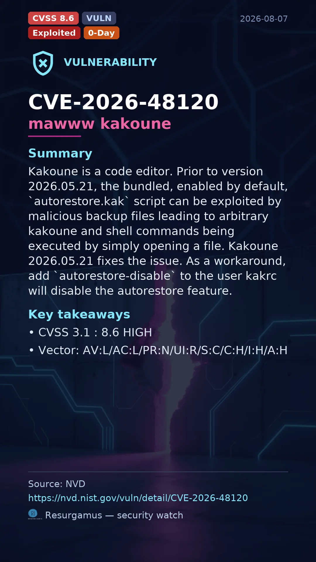 CVE-2026-48120 mawww kakoune Vulnerability