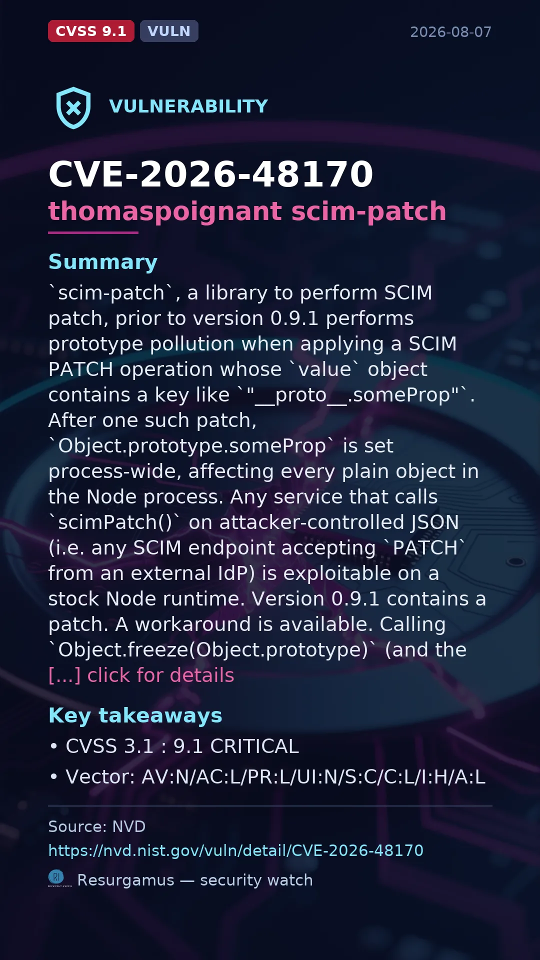 CVE-2026-48170 thomaspoignant scim-patch Vulnerability