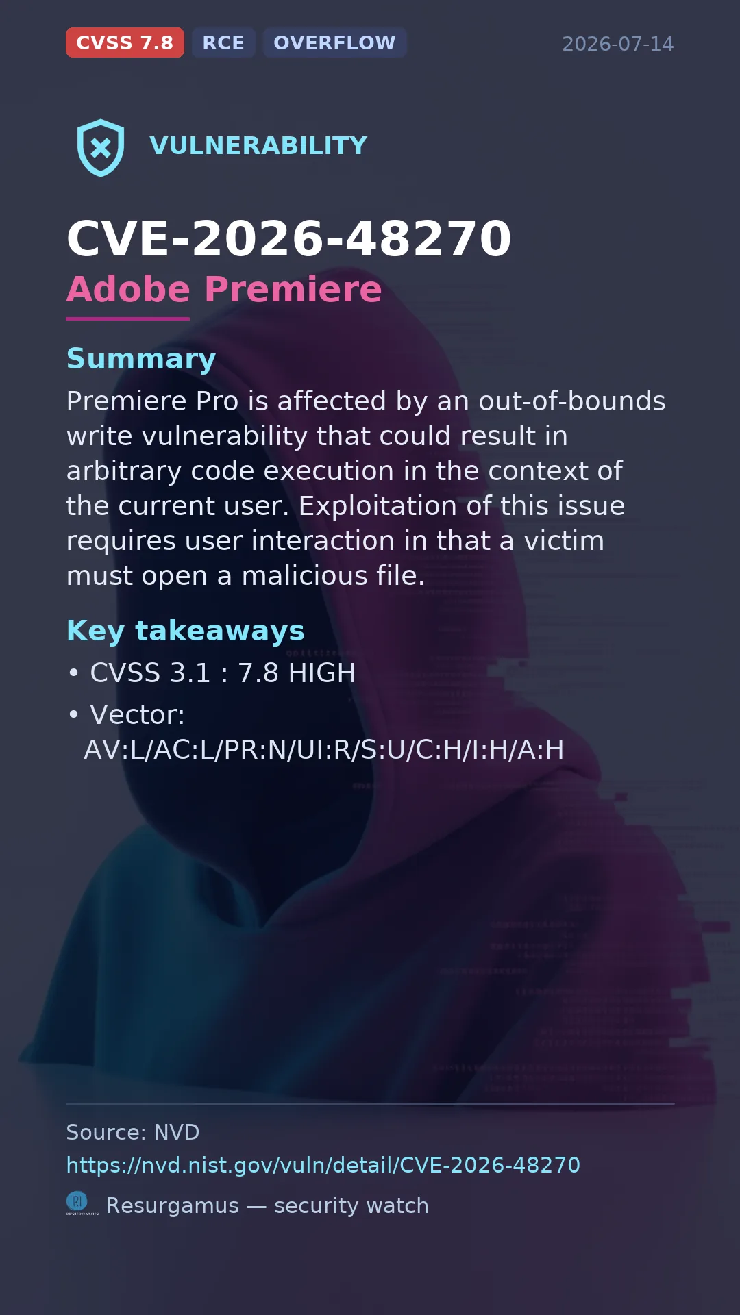 CVE-2026-48270 Adobe Premiere Vulnerability