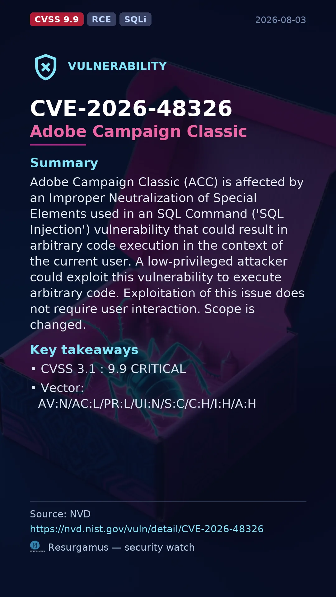 CVE-2026-48326 Adobe Campaign Classic Vulnerability