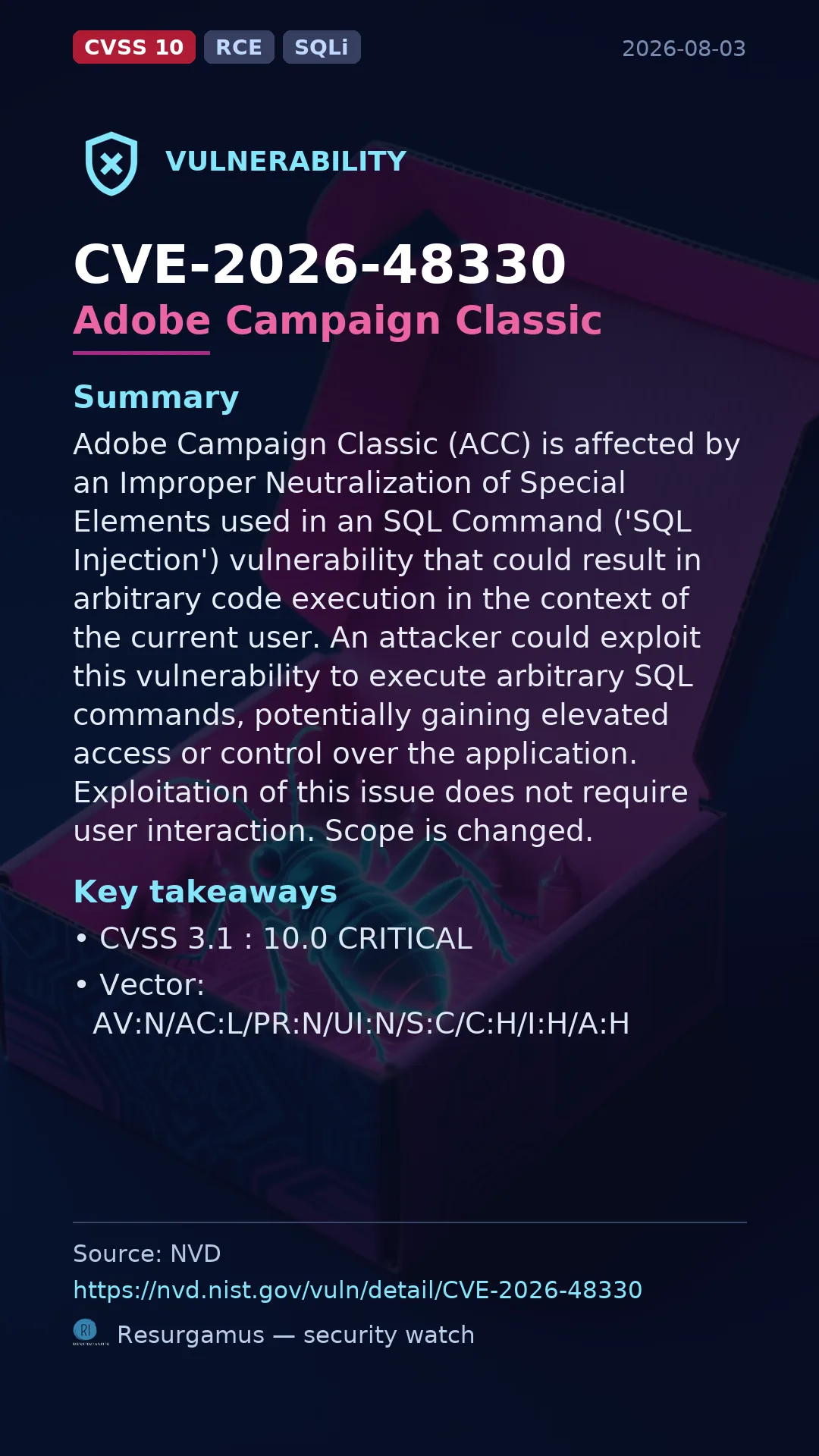 CVE-2026-48330 Adobe Campaign Classic Vulnerability