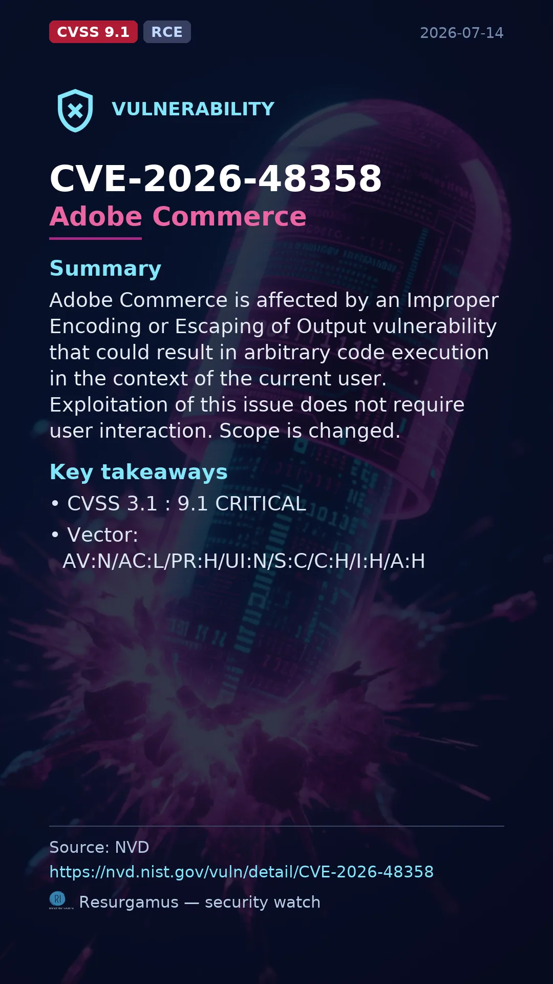 CVE-2026-48358 Adobe Commerce Vulnerability