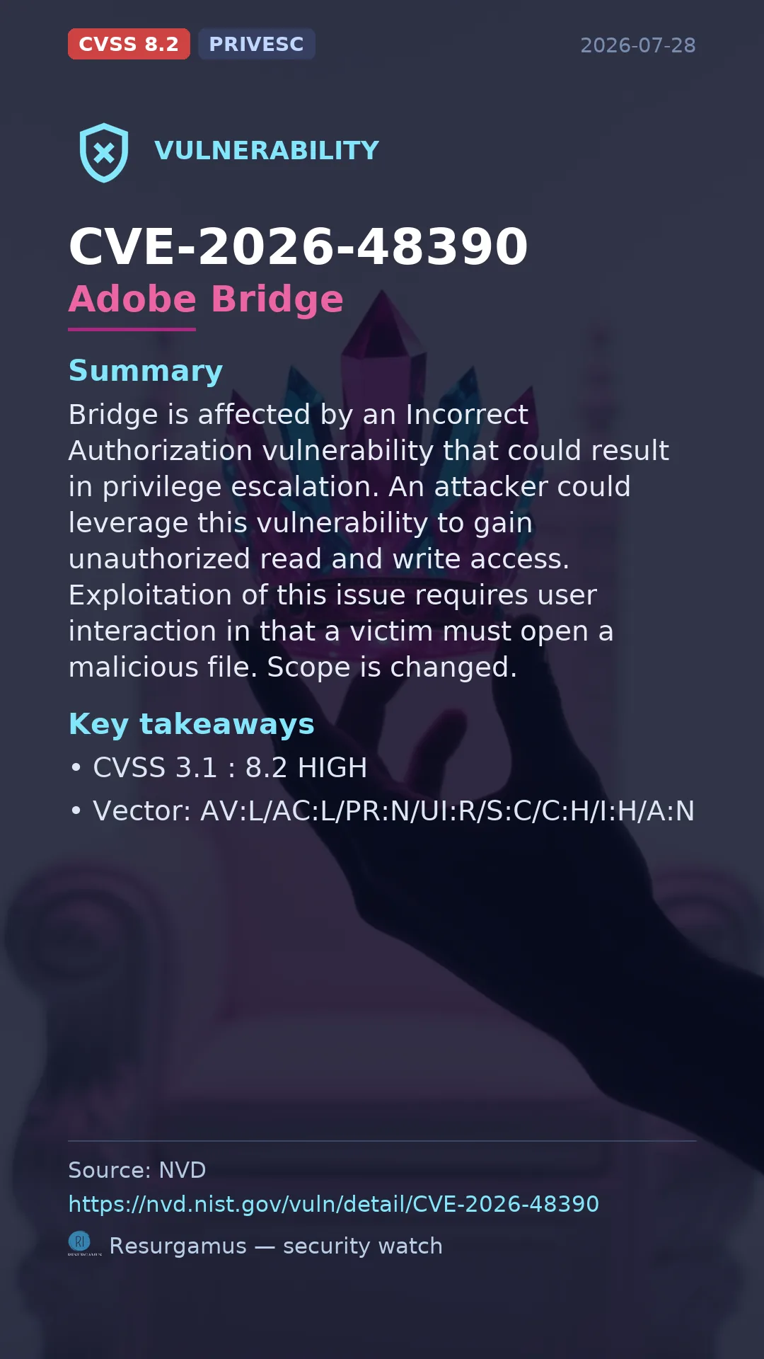 CVE-2026-48390 Adobe Bridge Vulnerability