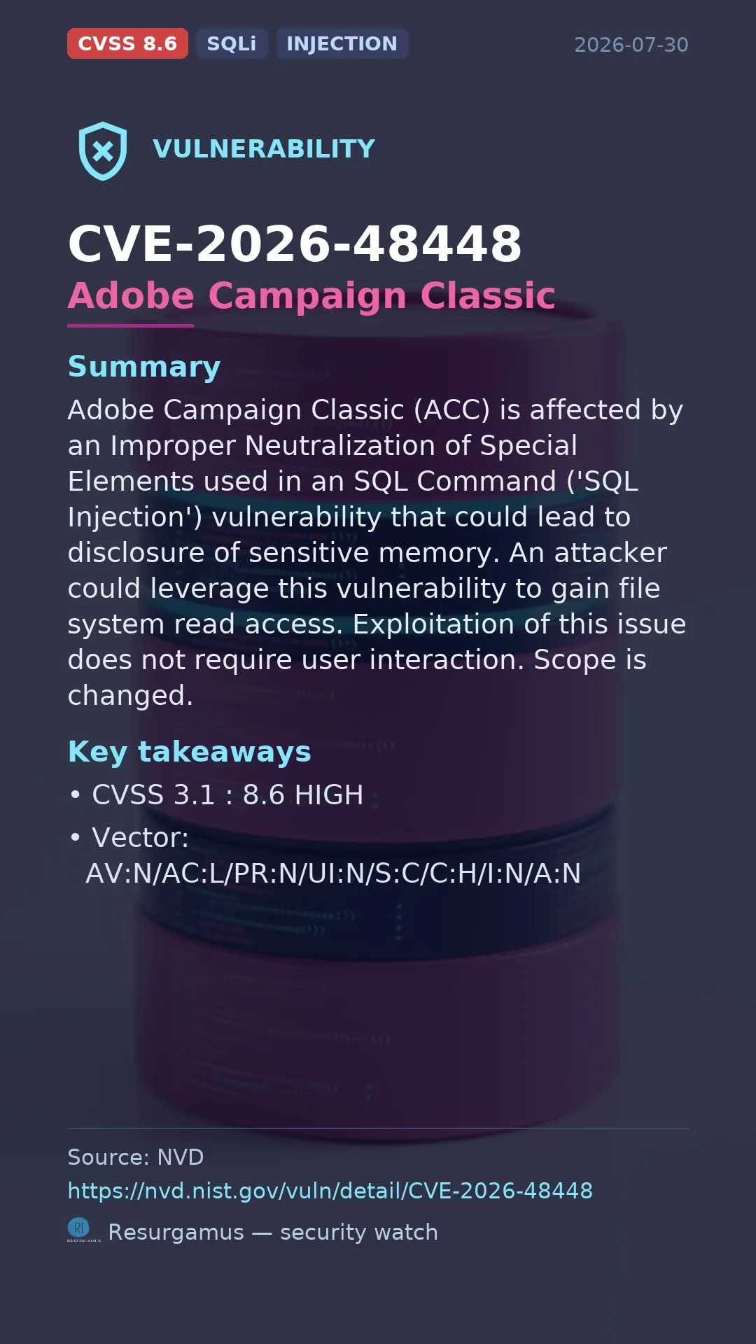 CVE-2026-48448 Adobe Campaign Classic Vulnerability