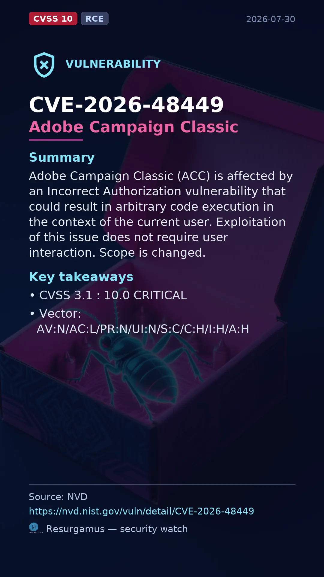 CVE-2026-48449 Adobe Campaign Classic Vulnerability