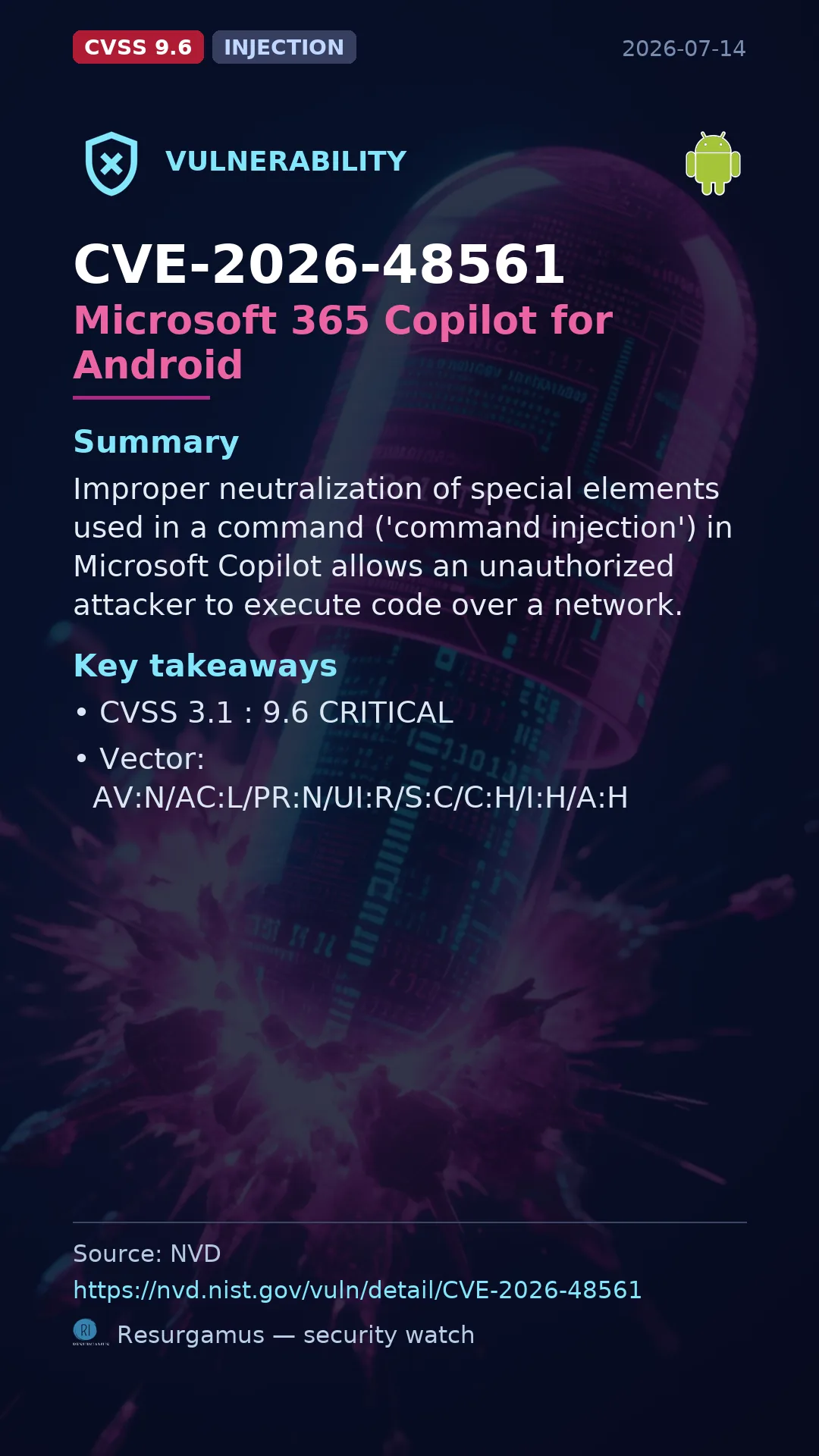 CVE-2026-48561 Microsoft 365 Copilot for Android Vulnerability