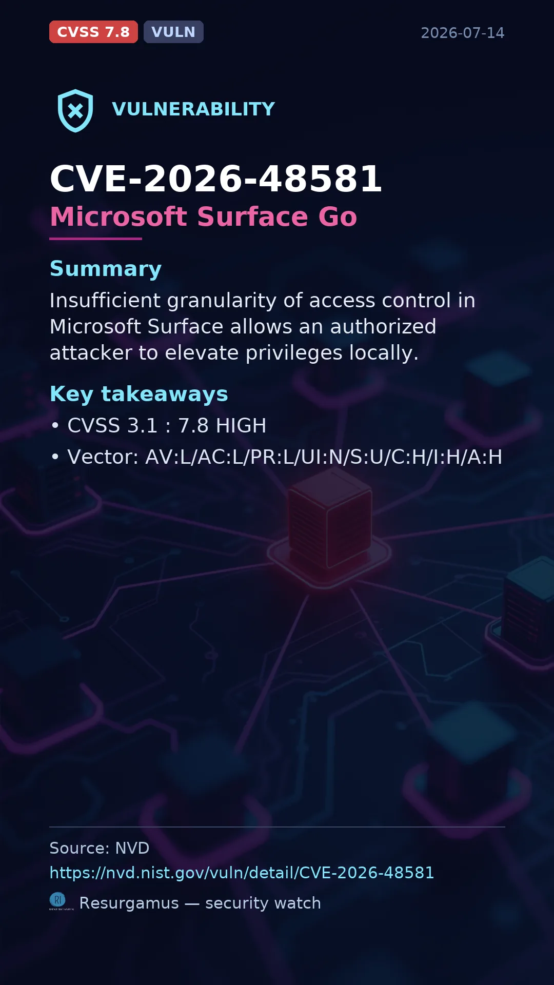 CVE-2026-48581 Microsoft Surface Go Vulnerability