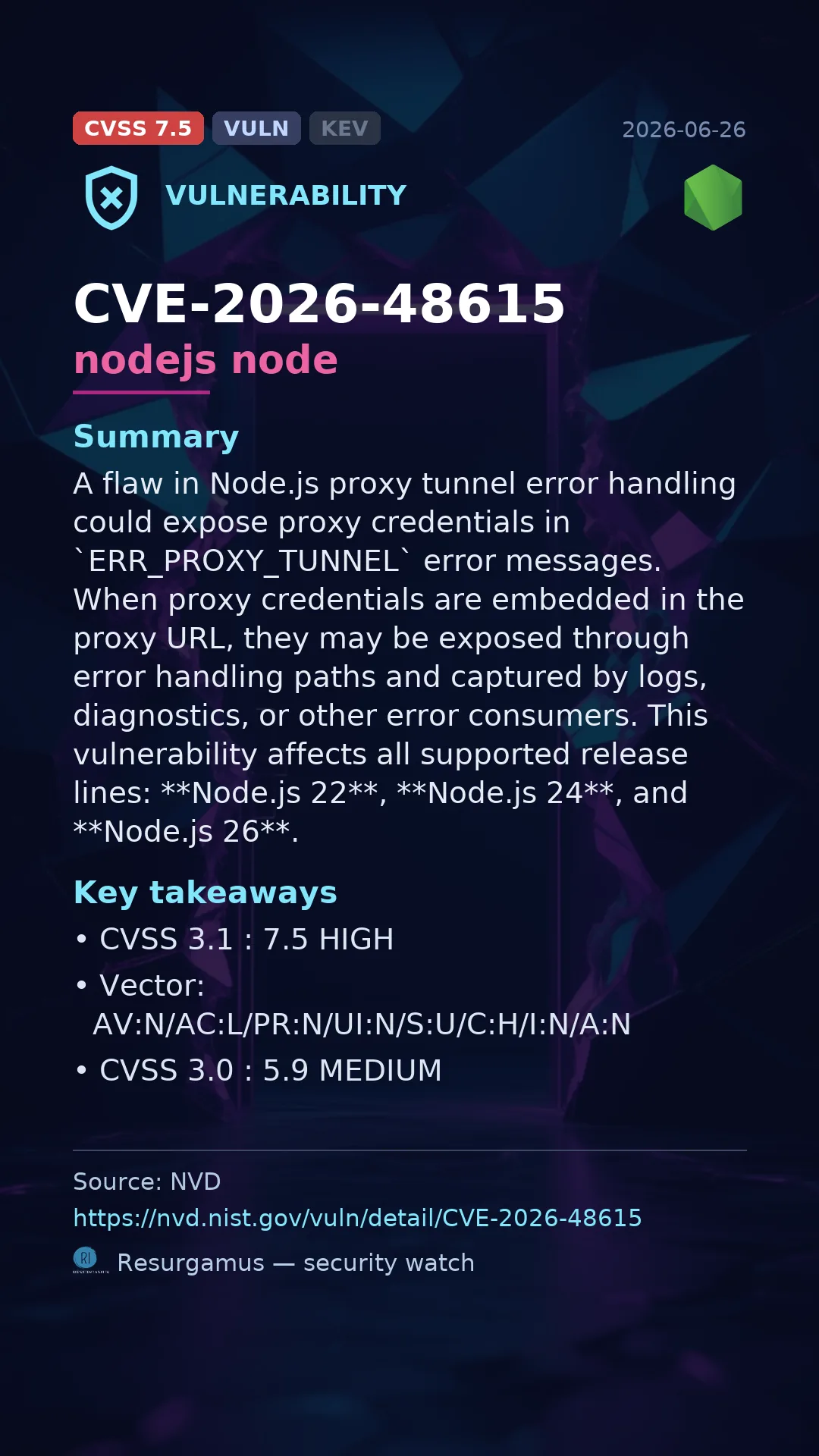 CVE-2026-48615 nodejs node Vulnerability