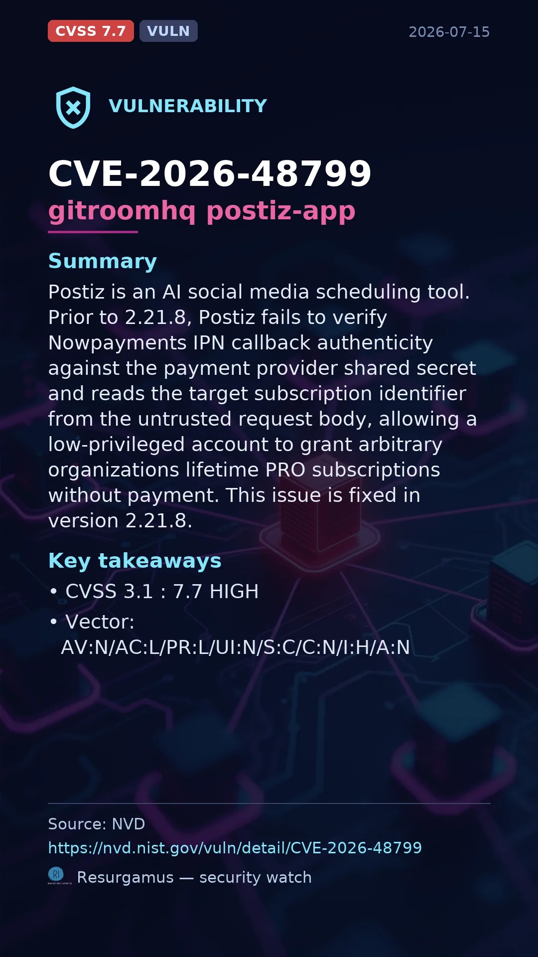 CVE-2026-48799 gitroomhq postiz-app Vulnerability