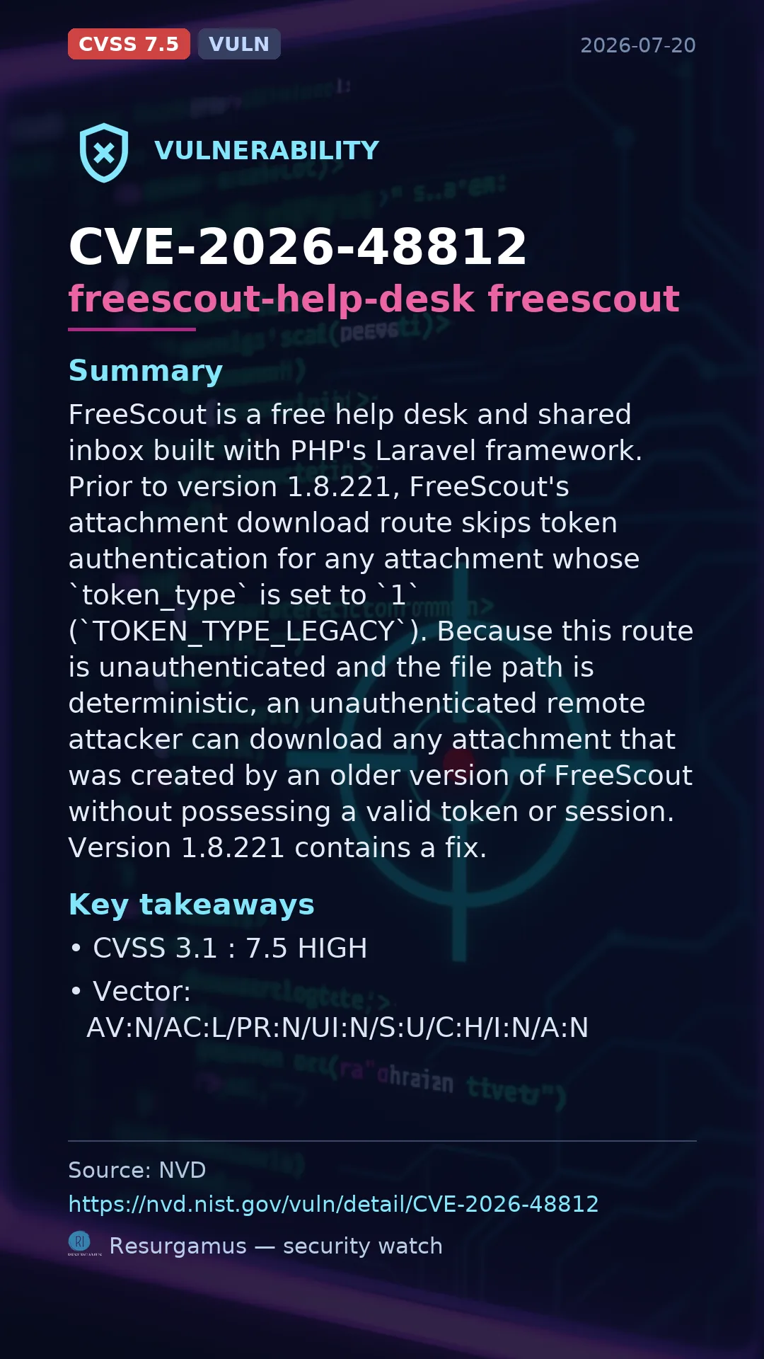 CVE-2026-48812 freescout-help-desk freescout Vulnerability
