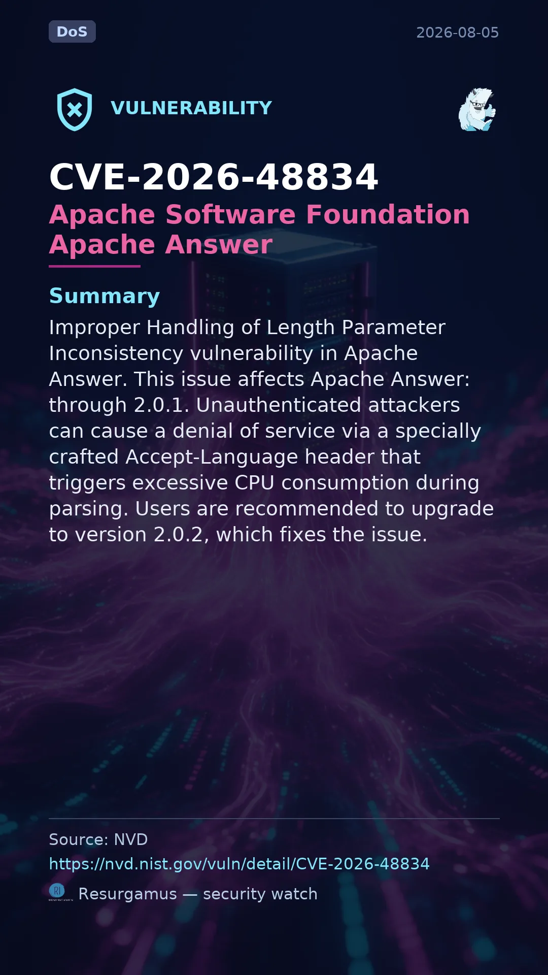 CVE-2026-48834 Apache Software Foundation Apache Answer Vulnerability
