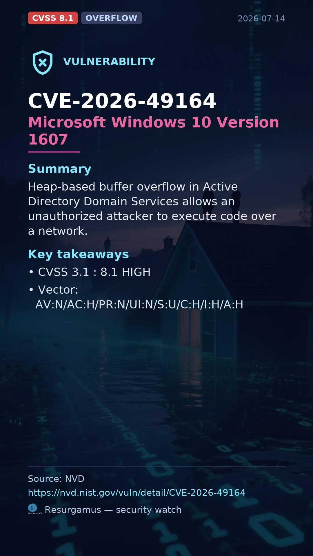CVE-2026-49164 Microsoft Windows 10 Version 1607 Vulnerability