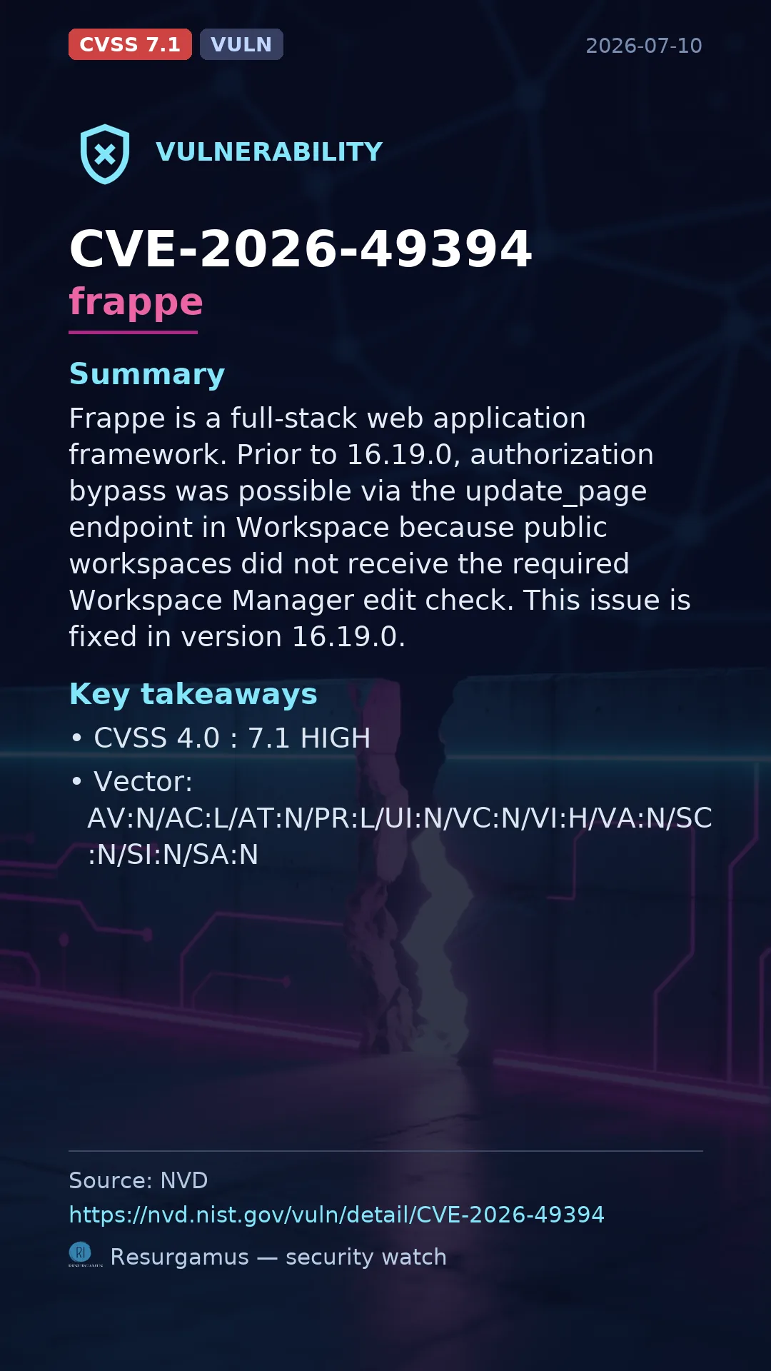 CVE-2026-49394 frappe Vulnerability