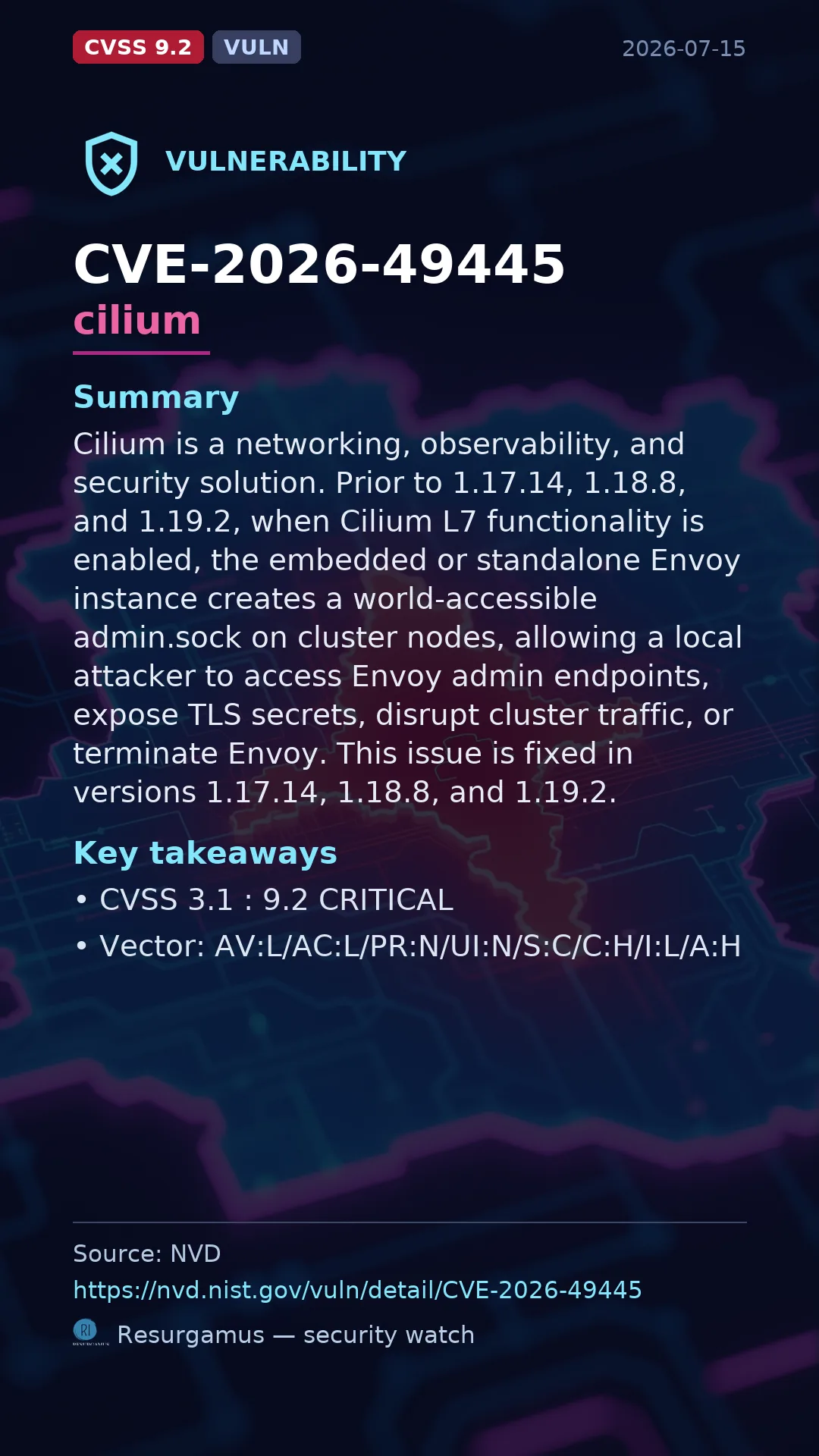 CVE-2026-49445 cilium Vulnerability
