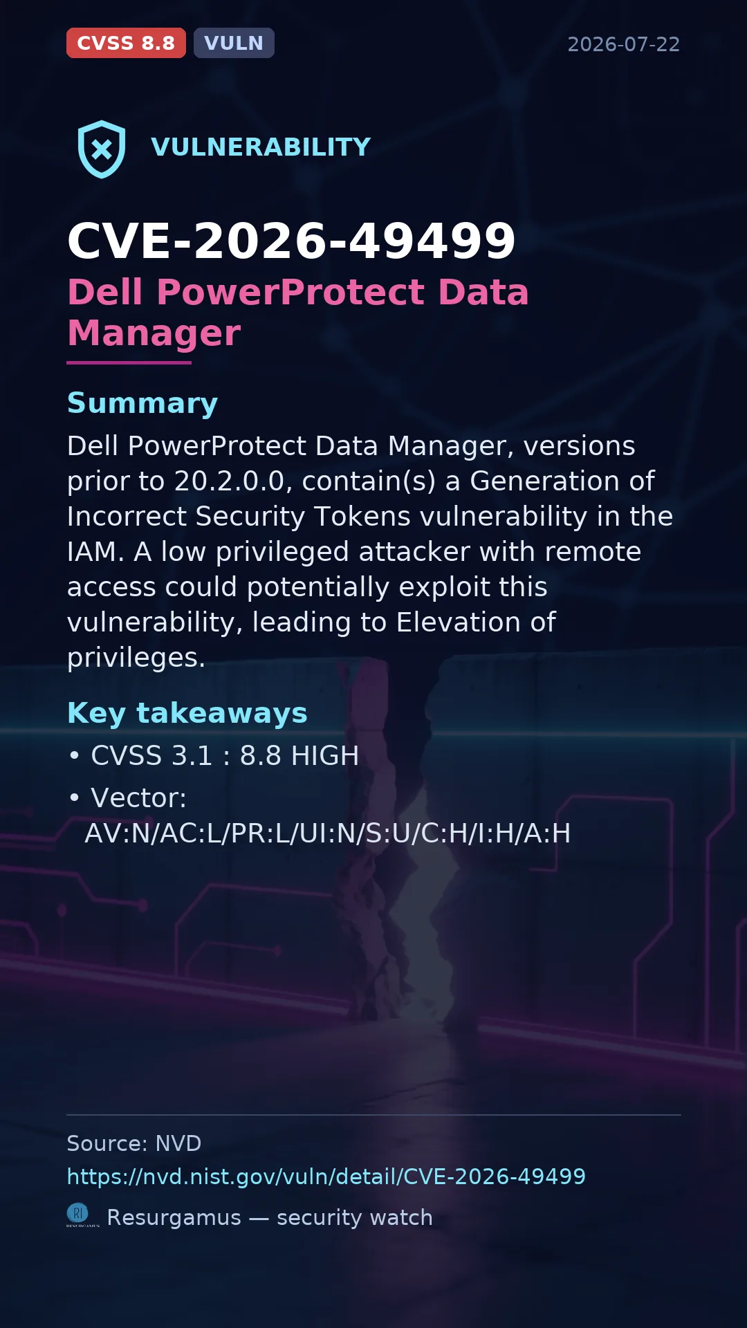 CVE-2026-49499 Dell PowerProtect Data Manager Vulnerability