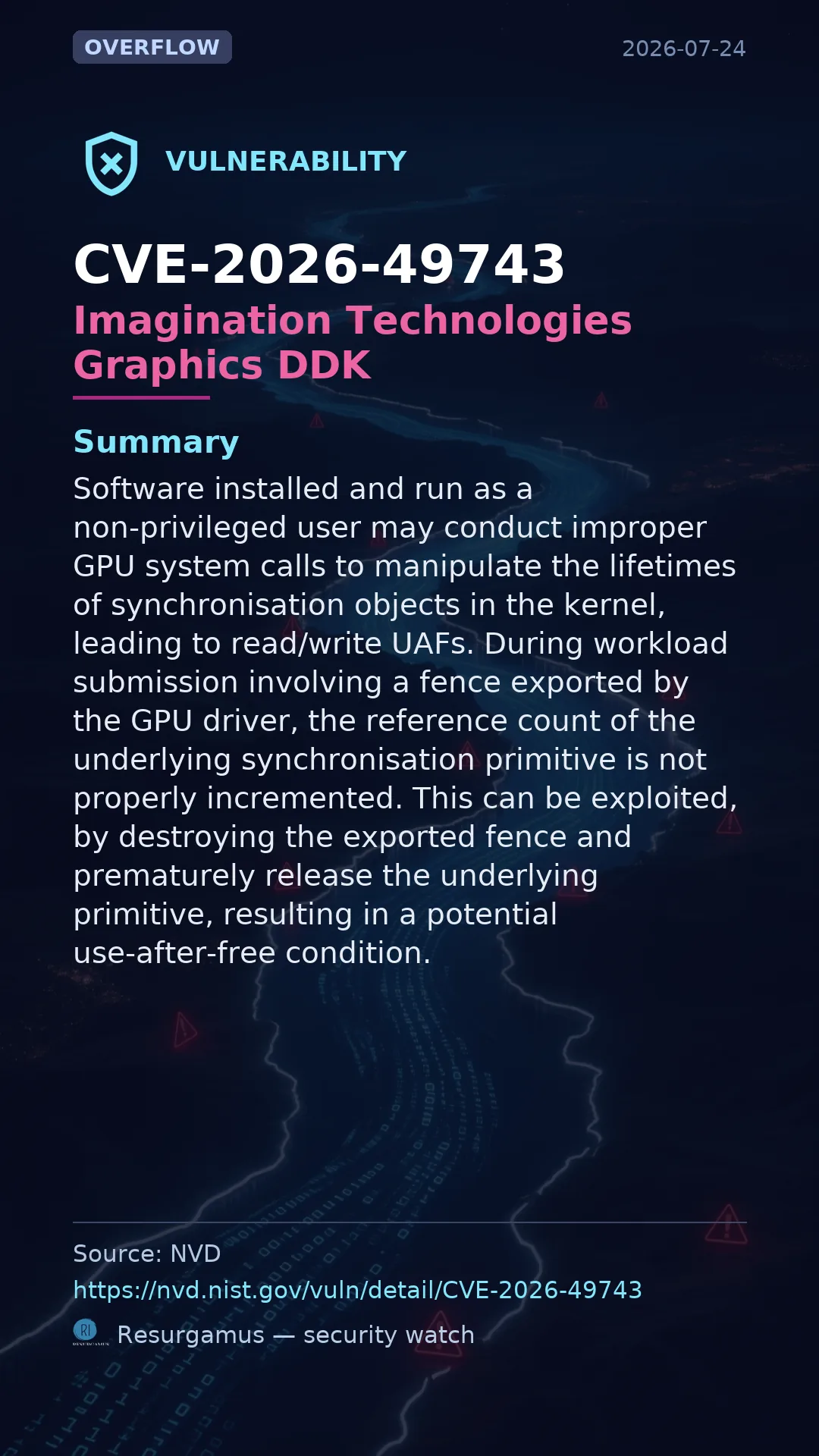 CVE-2026-49743 - Imagination Technologies Graphics DDK vulnerability