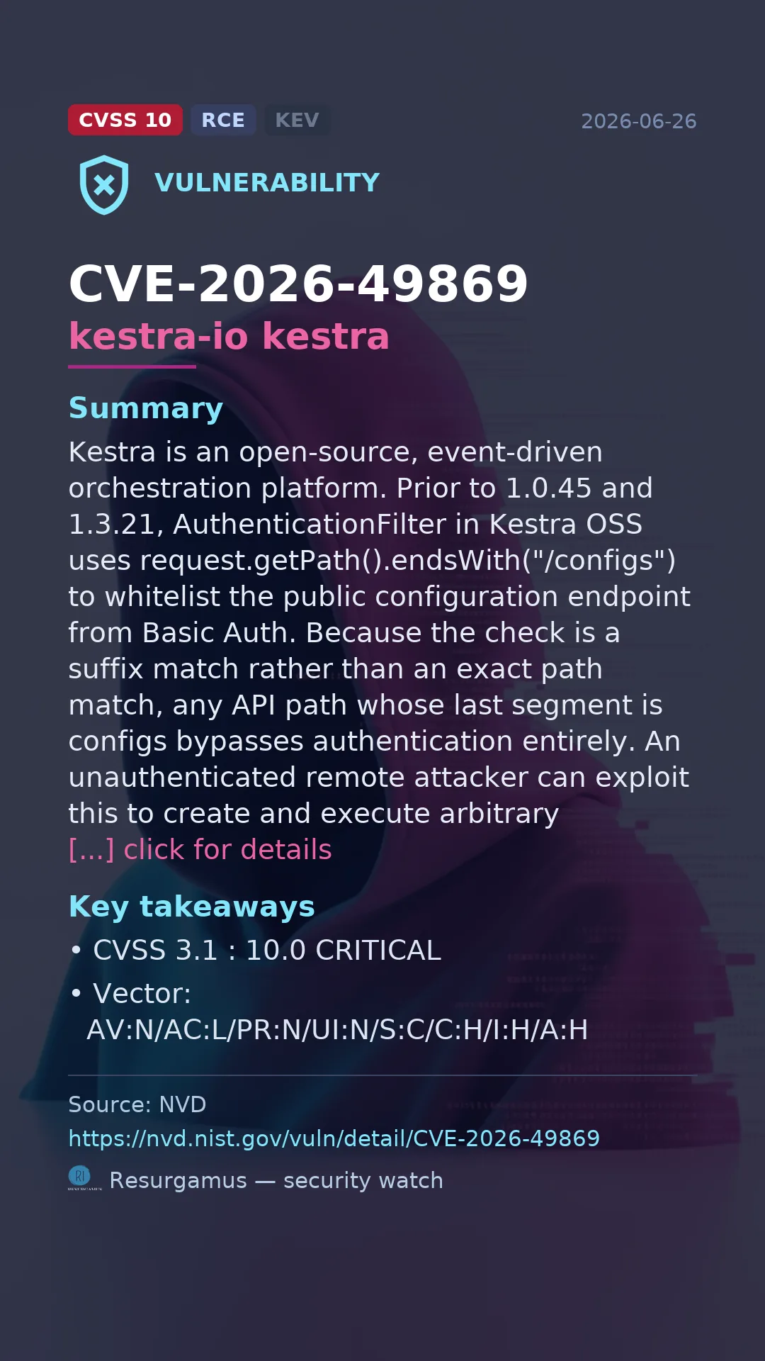 CVE-2026-49869 kestra-io kestra Vulnerability