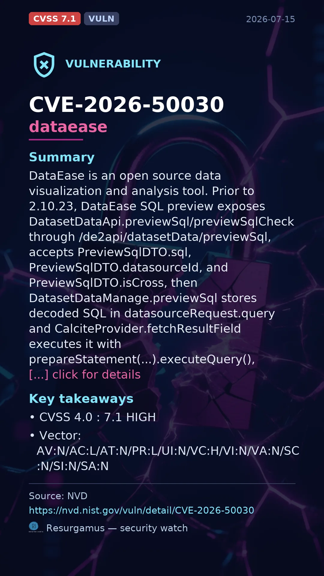 CVE-2026-50030 dataease Vulnerability