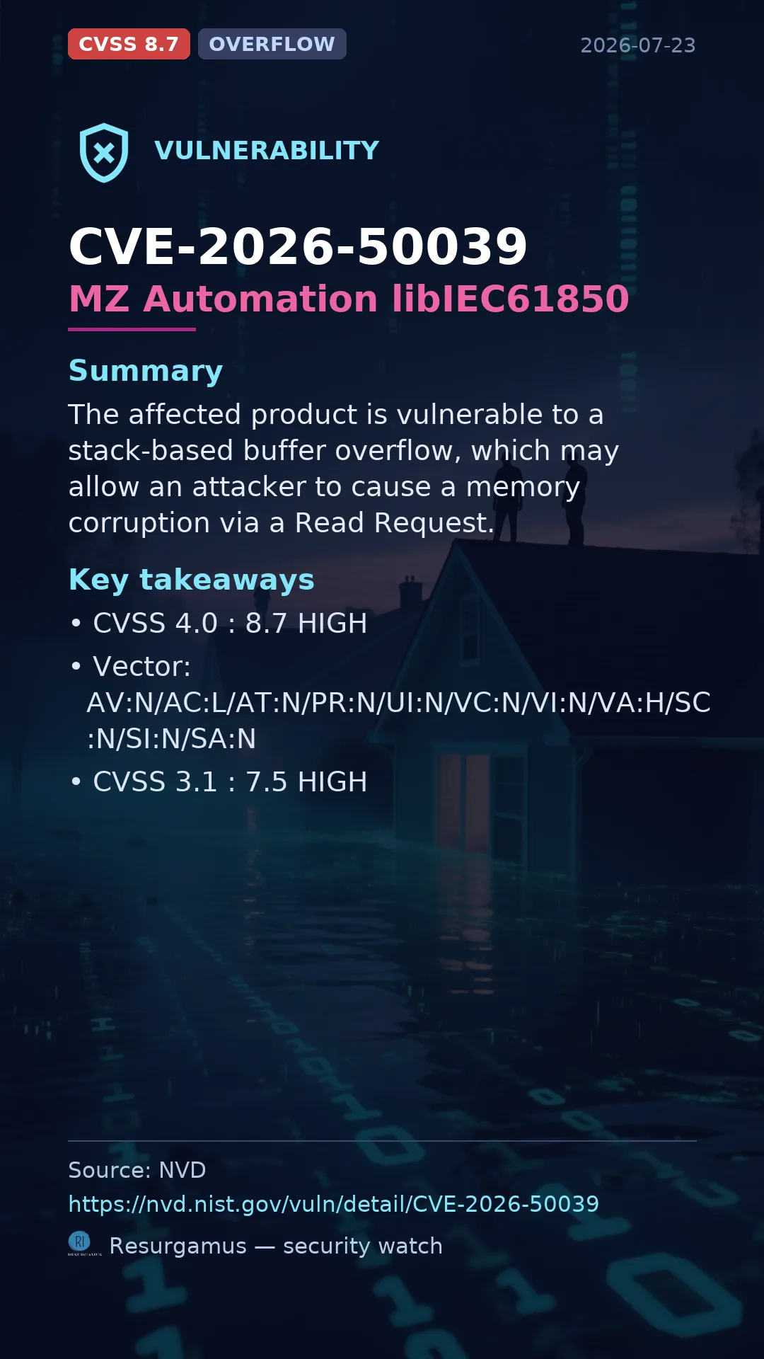 CVE-2026-50039 MZ Automation libIEC61850 Vulnerability