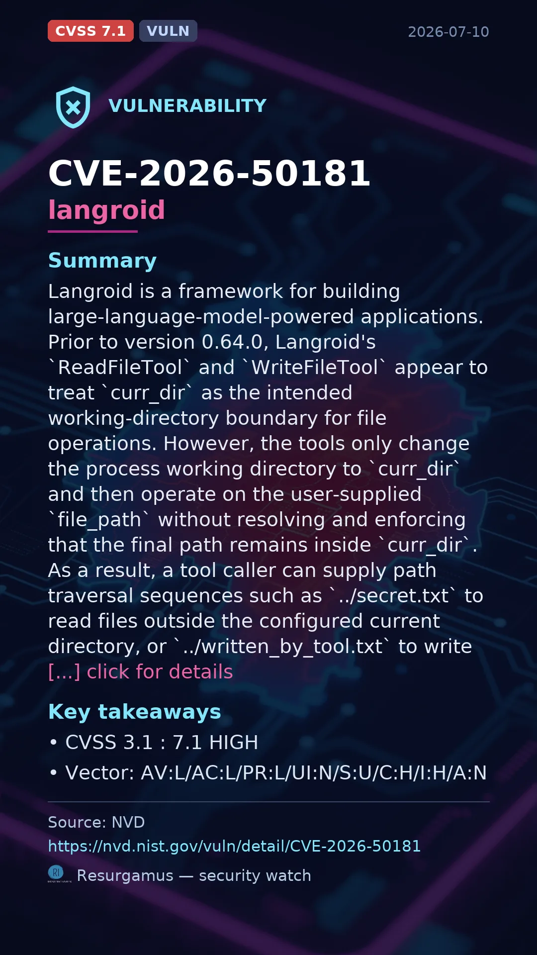 CVE-2026-50181 langroid Vulnerability