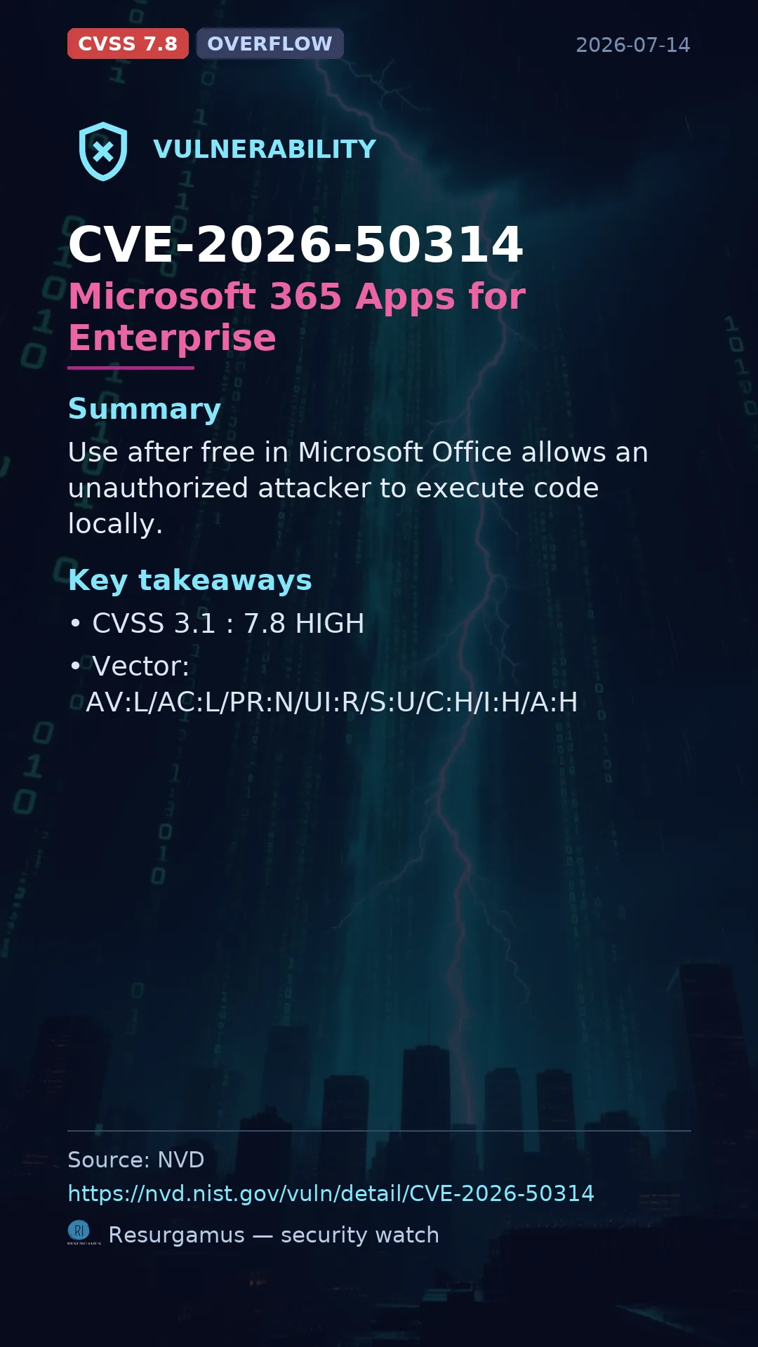 CVE-2026-50314 Microsoft 365 Apps for Enterprise Vulnerability