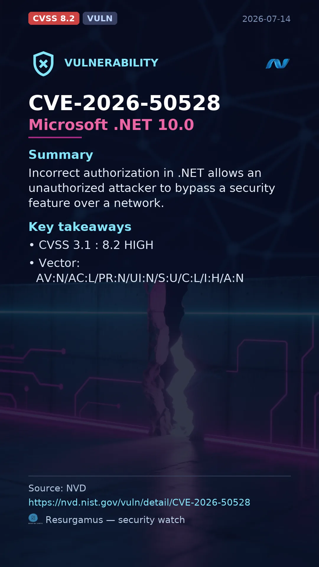 CVE-2026-50528 Microsoft .NET 10.0 Vulnerability
