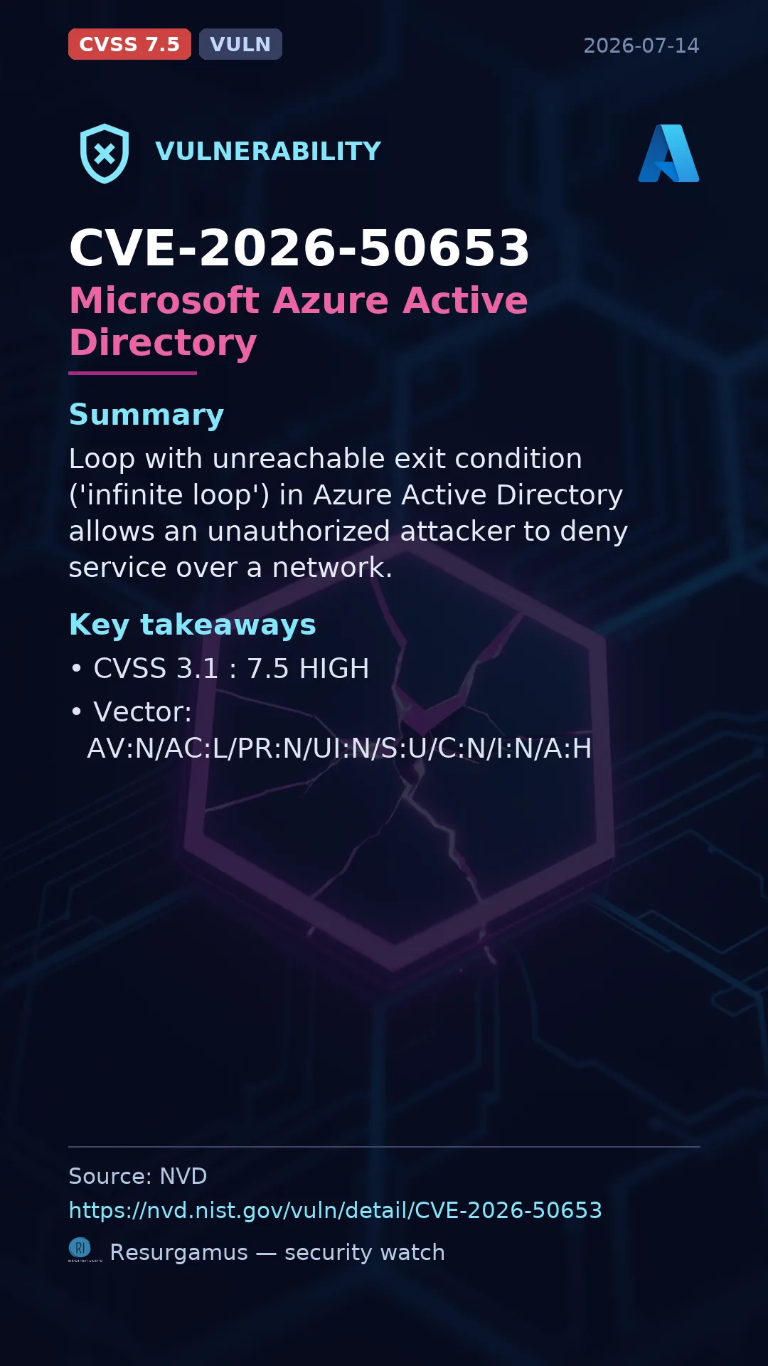 CVE-2026-50653 Microsoft Azure Active Directory Vulnerability