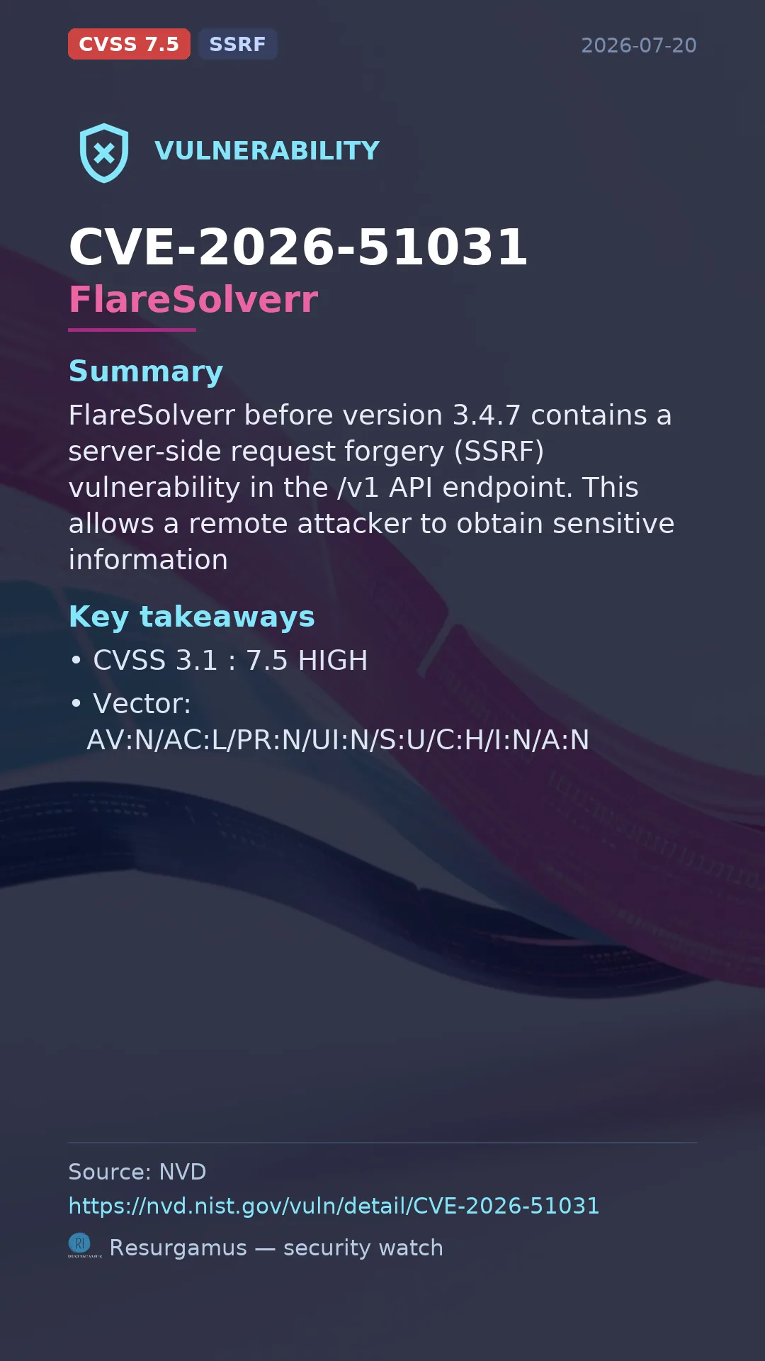 CVE-2026-51031 FlareSolverr Vulnerability
