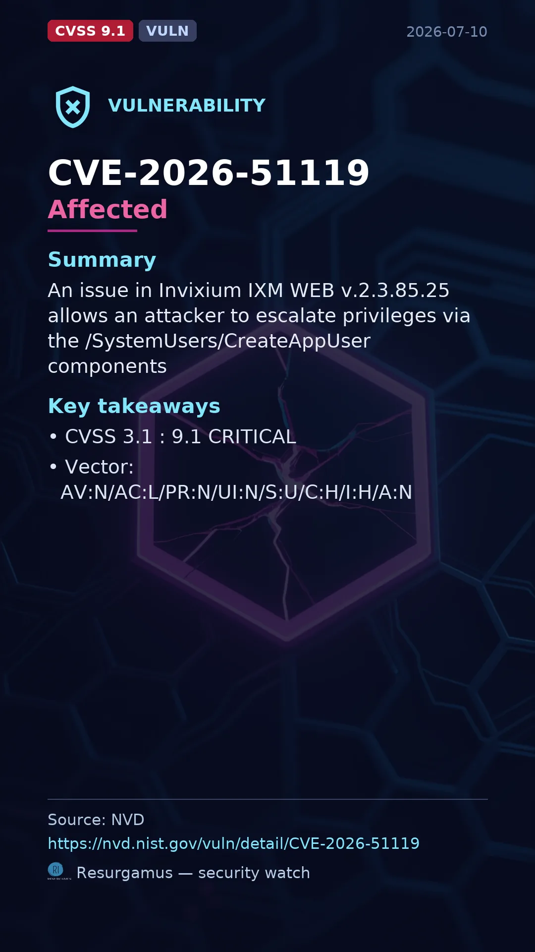 CVE-2026-51119 Affected Vulnerability