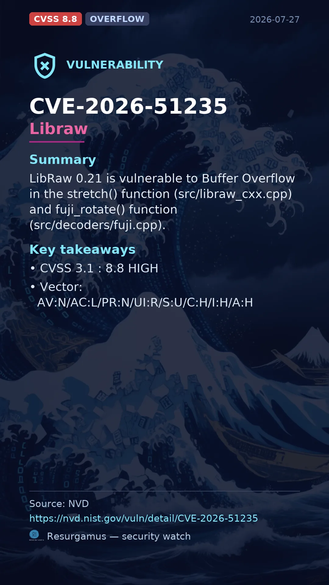 CVE-2026-51235 Libraw Vulnerability