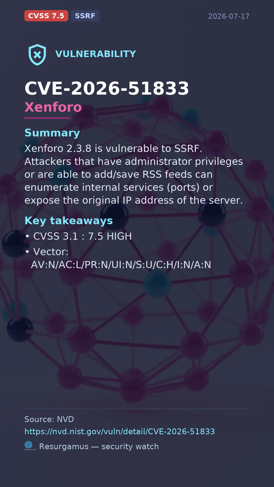 CVE-2026-51833 Xenforo Vulnerability