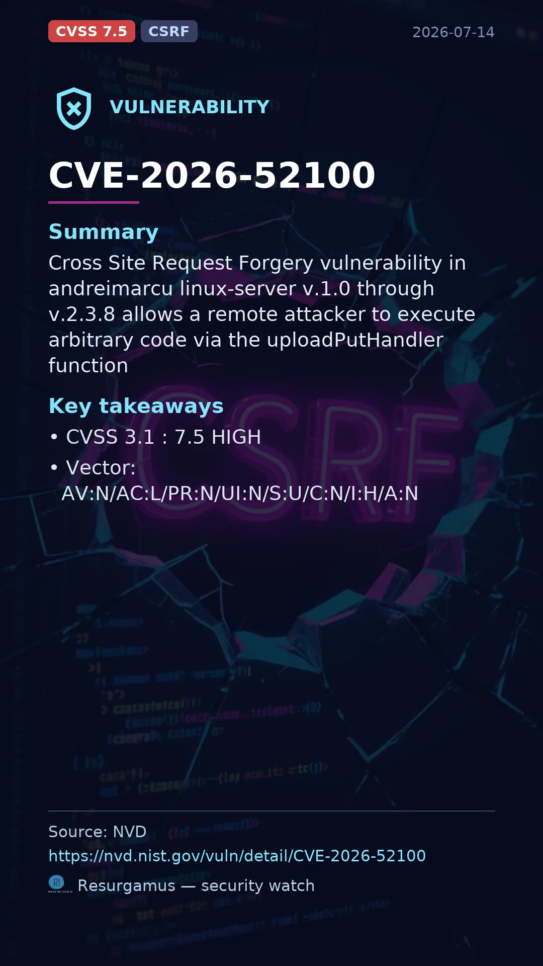 CVE-2026-52100  Vulnerability