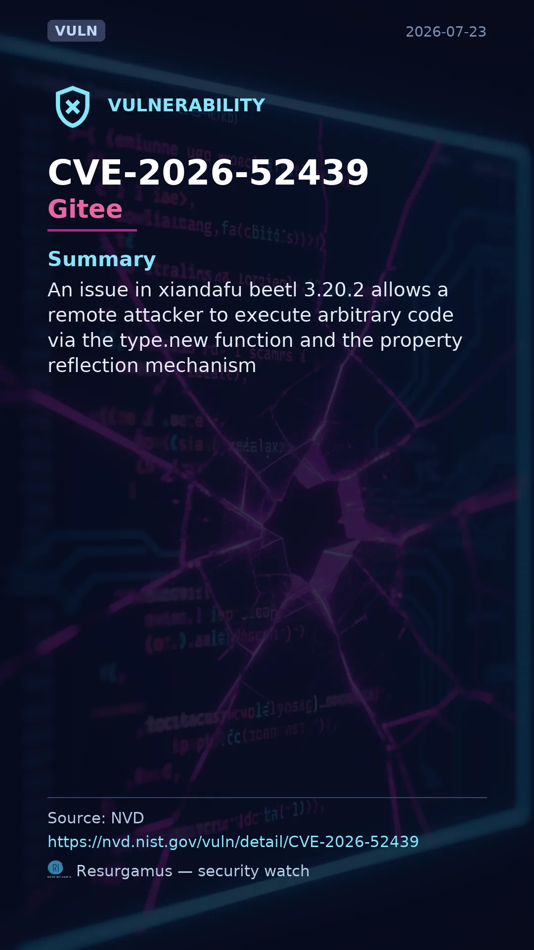 CVE-2026-52439 - Gitee vulnerability