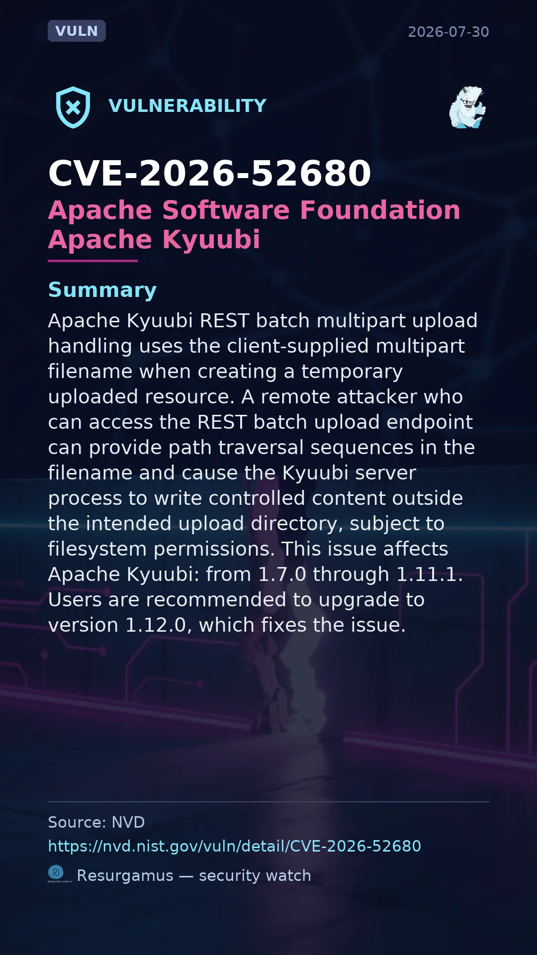 CVE-2026-52680 Apache Software Foundation Apache Kyuubi Vulnerability