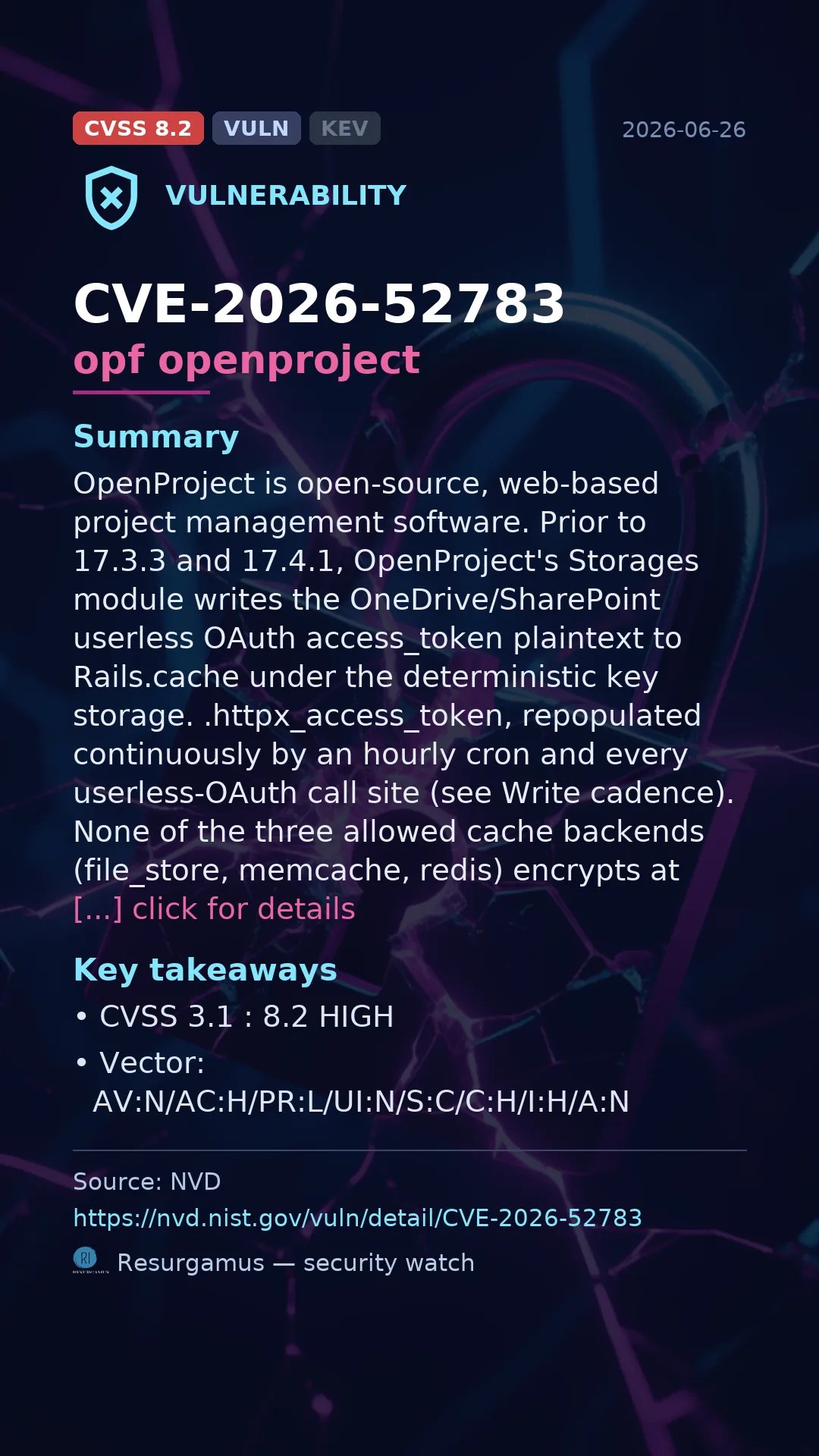 CVE-2026-52783 opf openproject Vulnerability