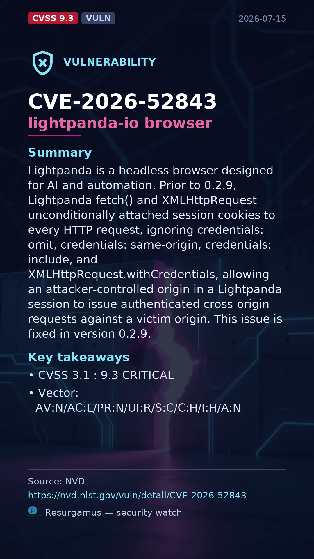CVE-2026-52843 lightpanda-io browser Vulnerability