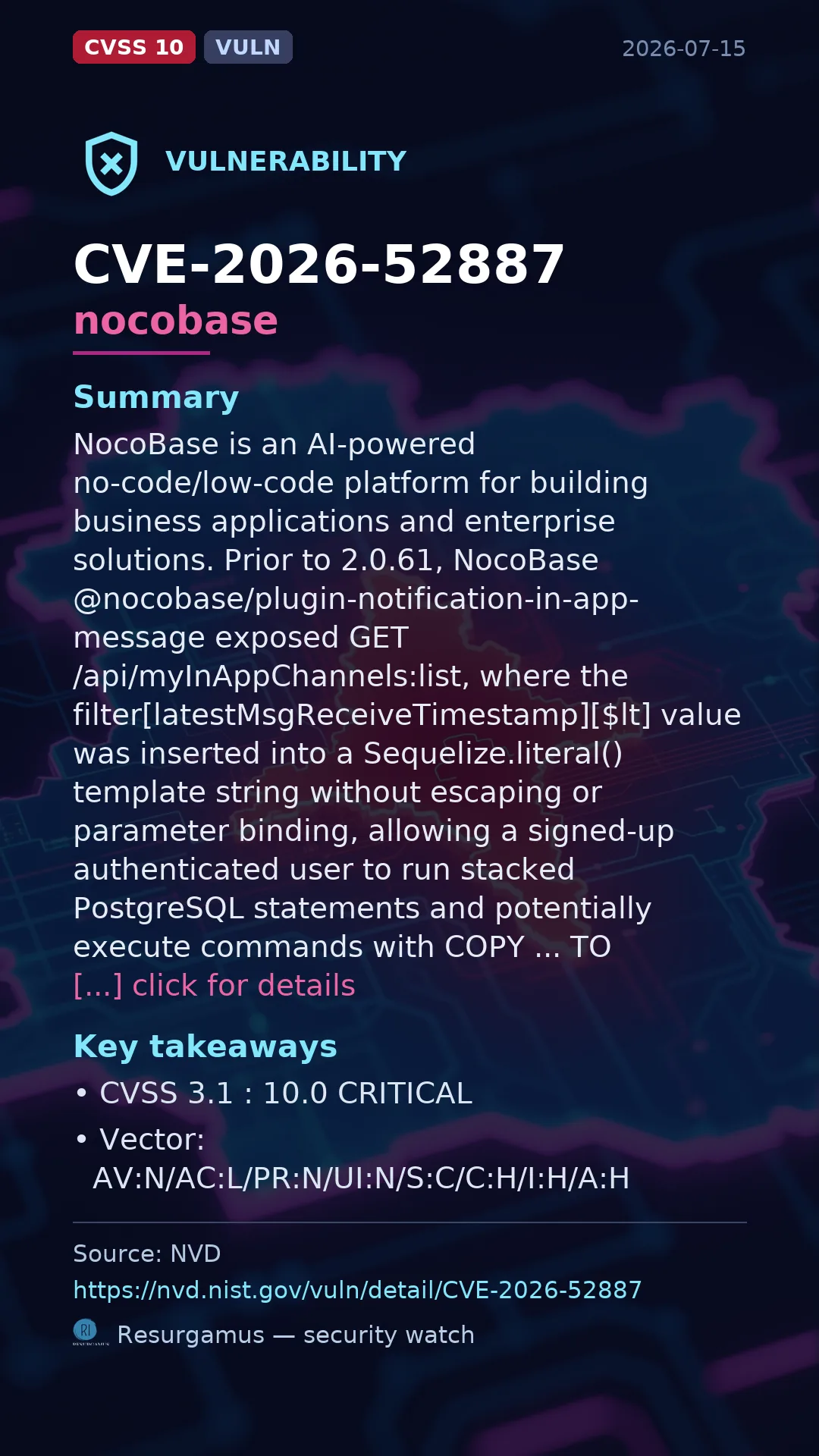CVE-2026-52887 nocobase Vulnerability
