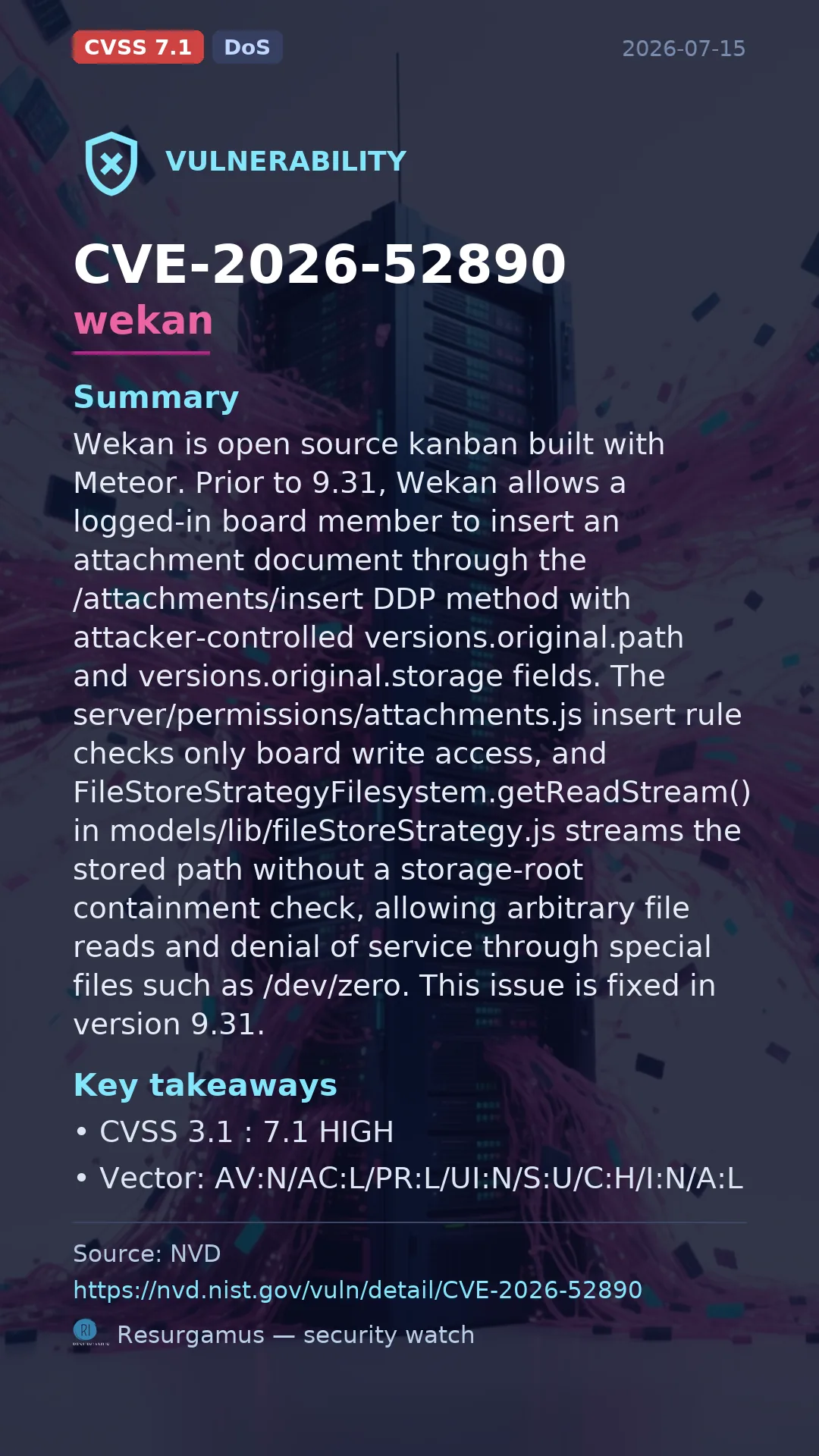 CVE-2026-52890 wekan Vulnerability