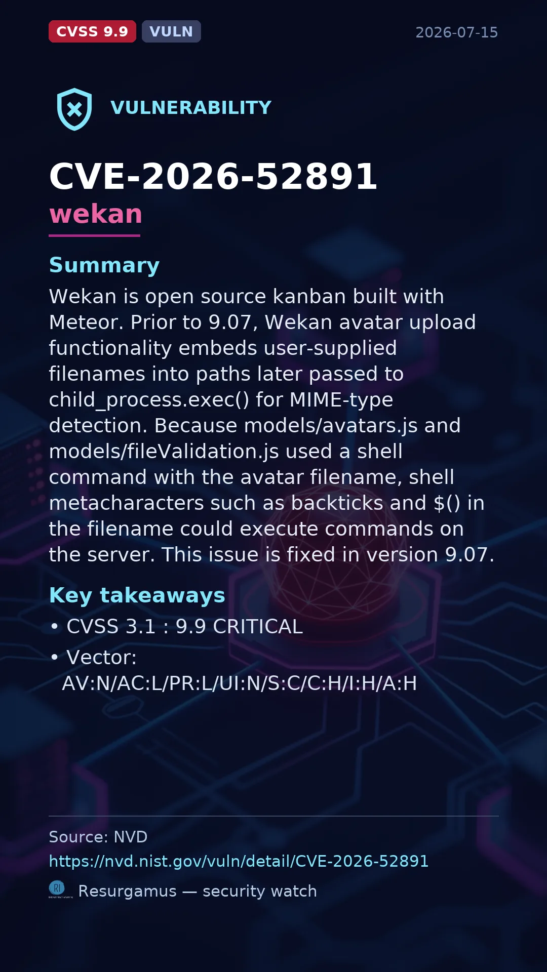 CVE-2026-52891 wekan Vulnerability