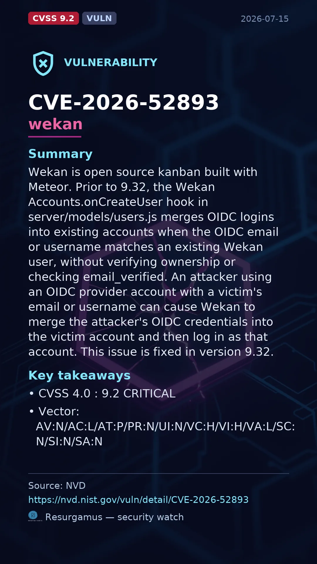 CVE-2026-52893 wekan Vulnerability