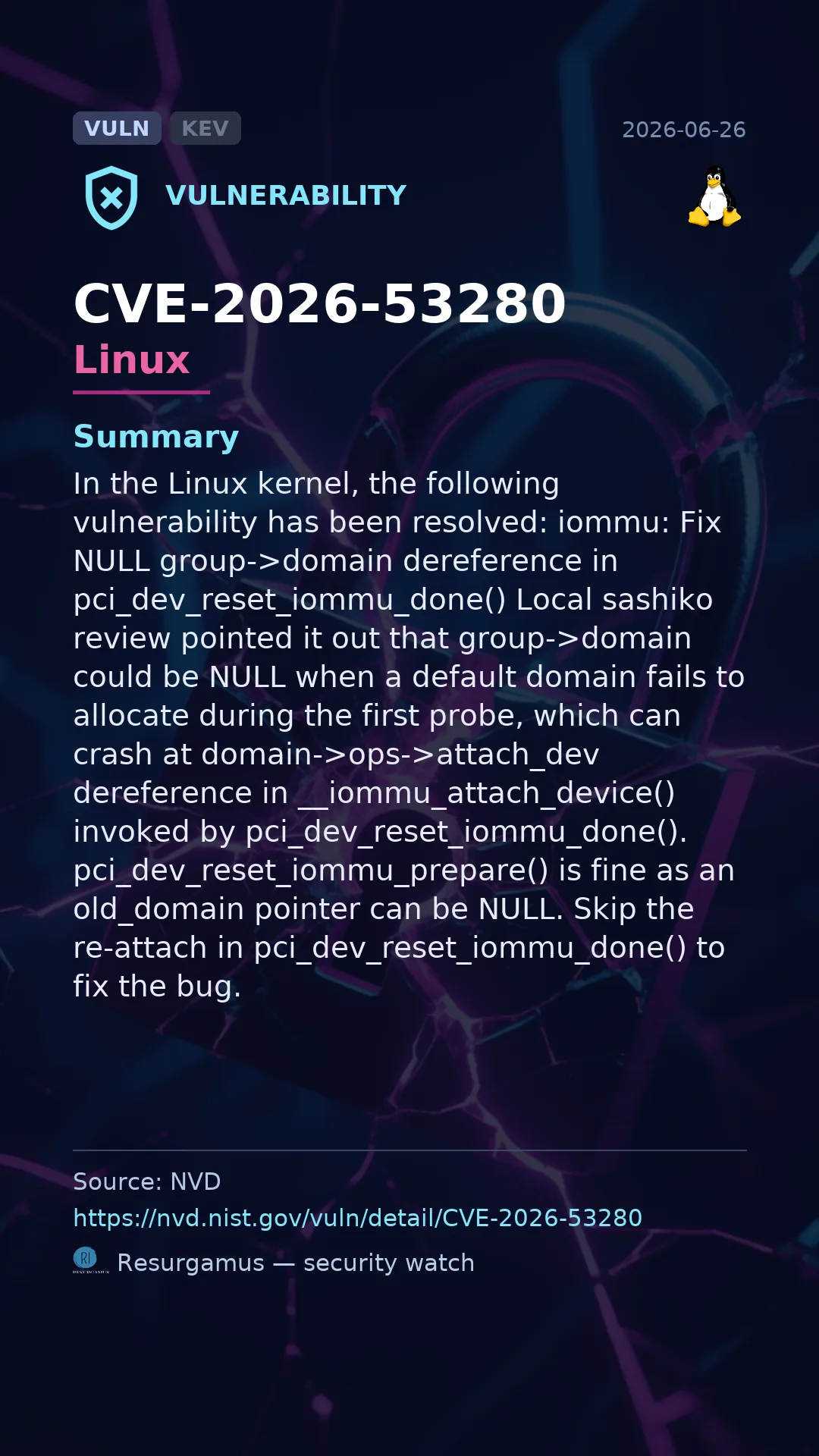 CVE-2026-53280 Linux Vulnerability