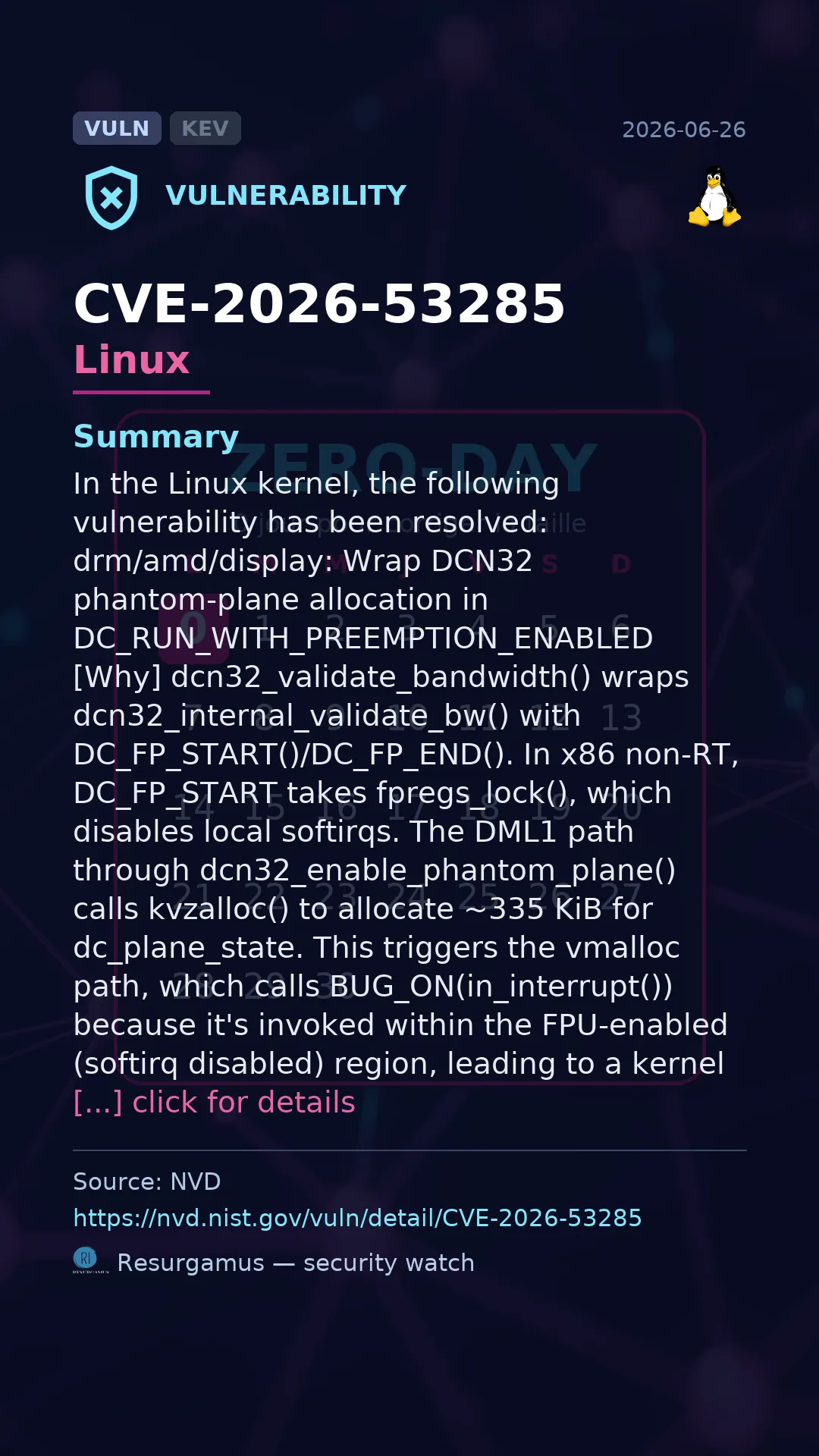CVE-2026-53285 Linux Vulnerability