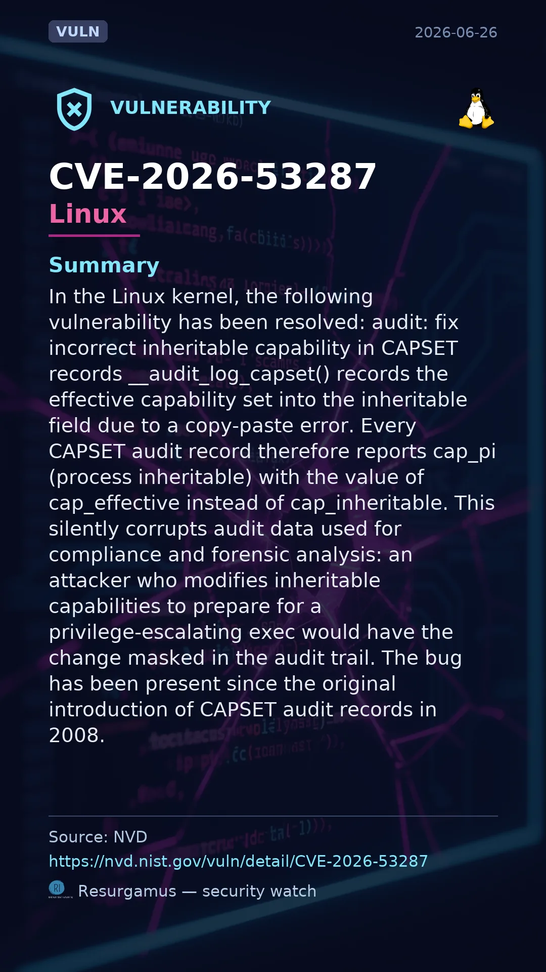 CVE-2026-53287 Linux Vulnerability