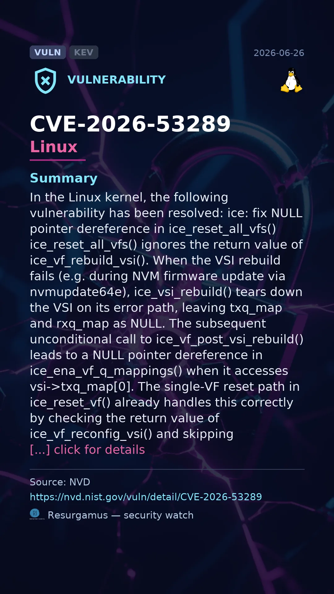 CVE-2026-53289 Linux Vulnerability