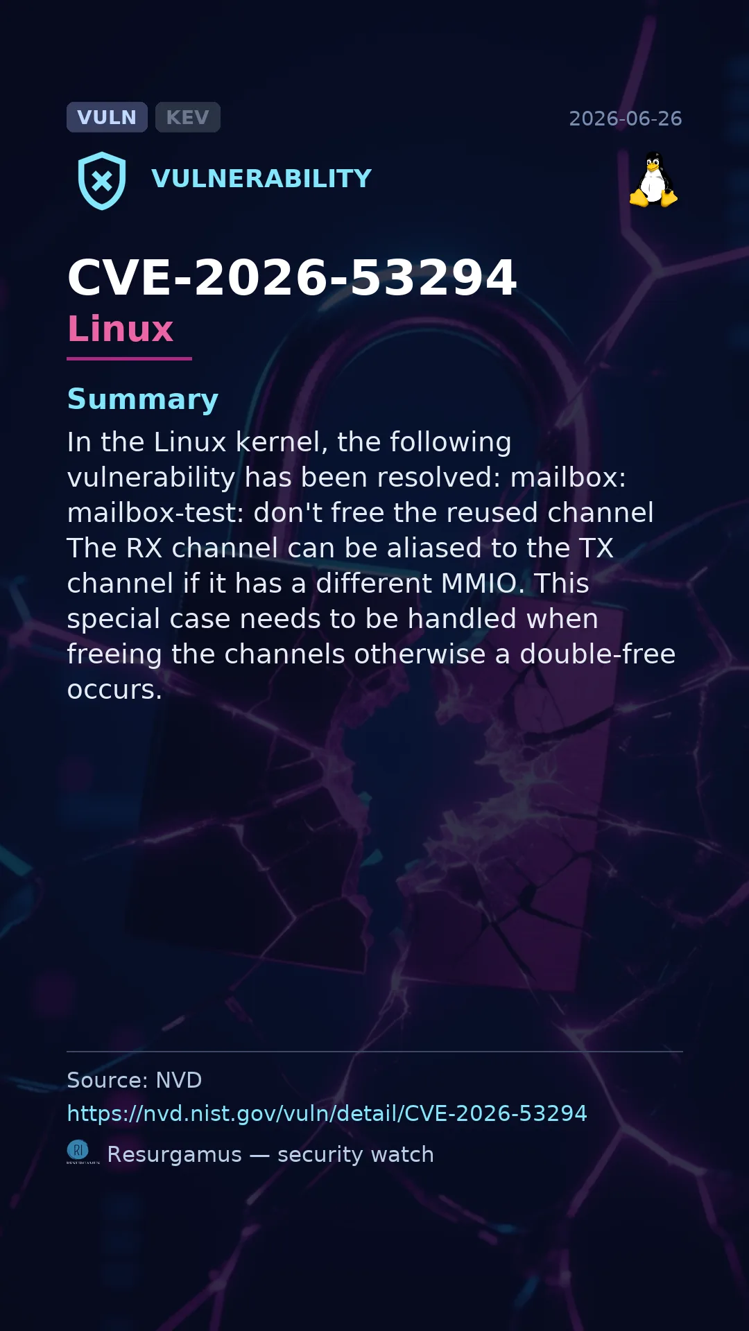CVE-2026-53294 Linux Vulnerability